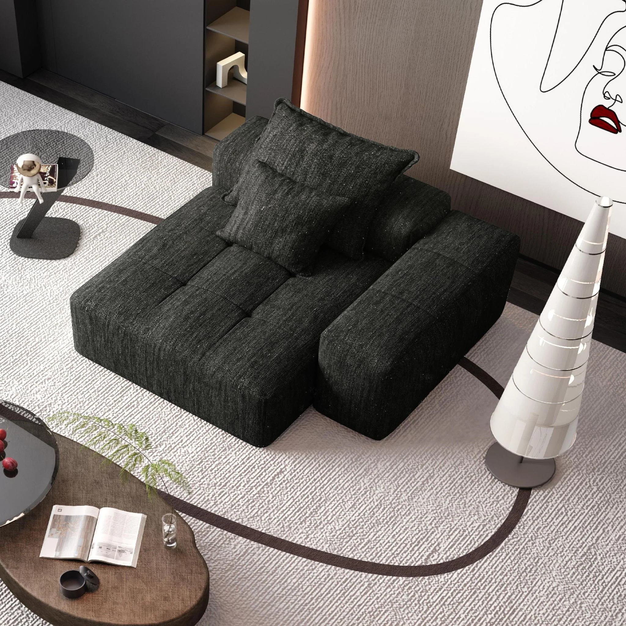 Modern Oversized Modular Sectional Sofa, Sparkling Fabric Soft Cushion Sofa With 2 Pillows - Image 9