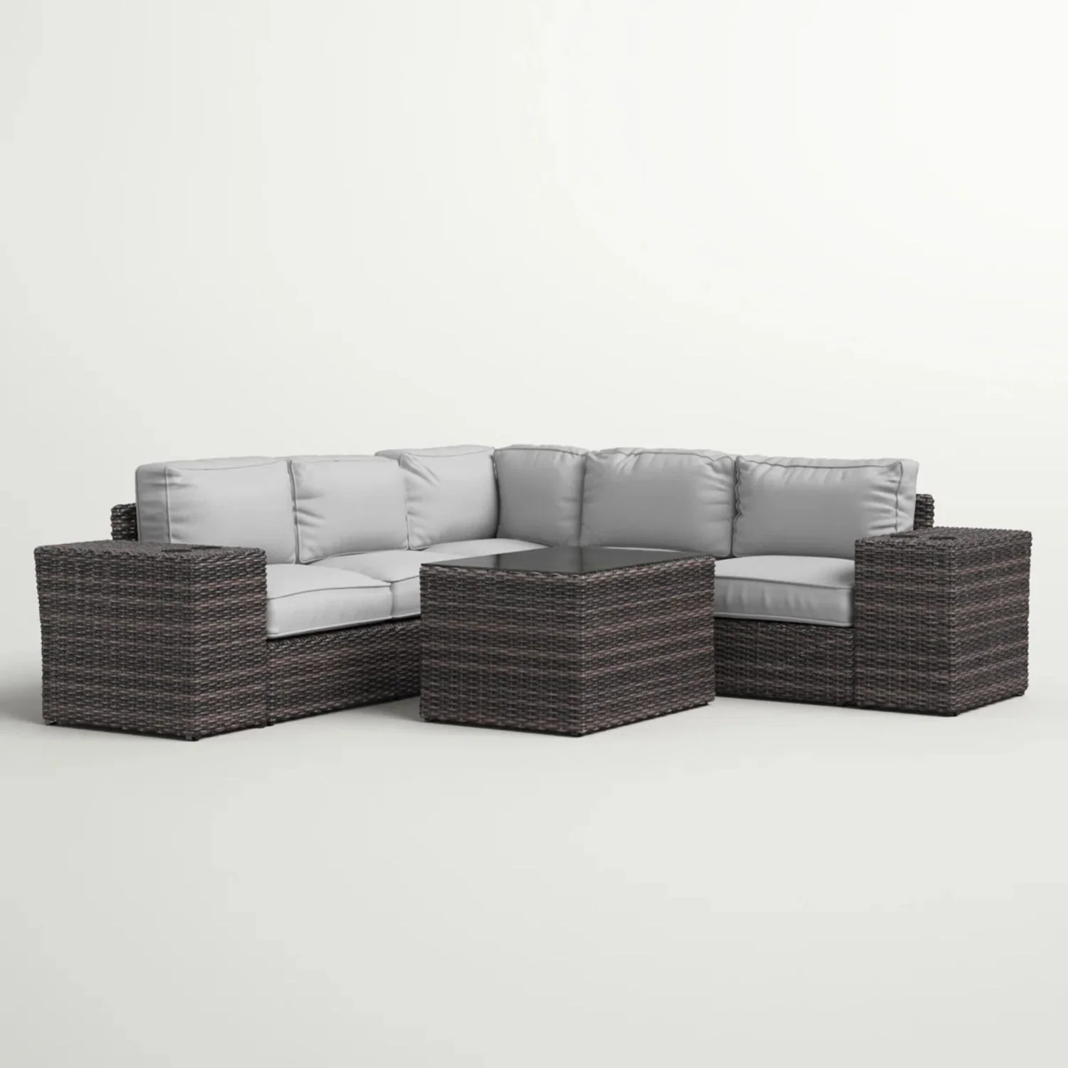 Modern Patio Rattan Sectional Set With Cushions - Image 6