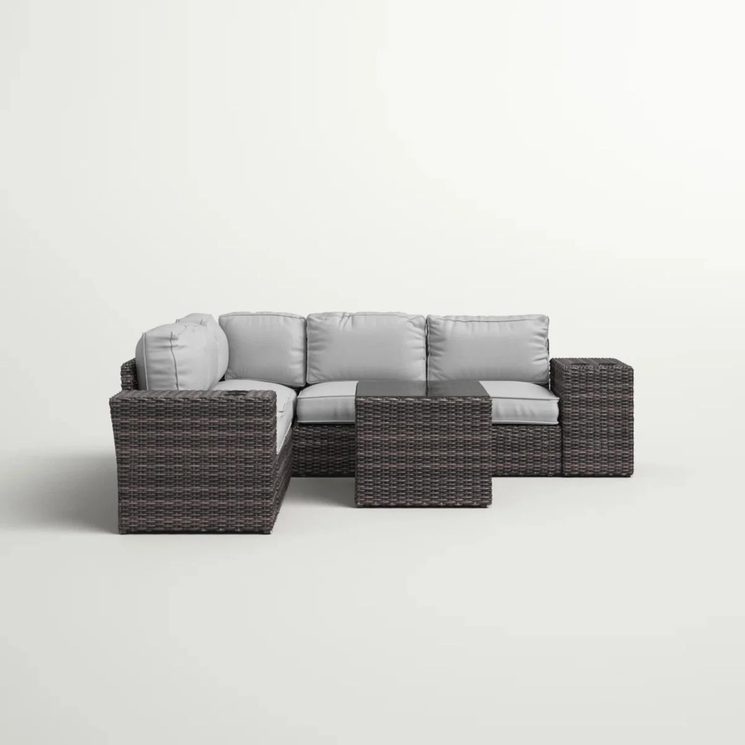 Modern Patio Rattan Sectional Set With Cushions - Image 68