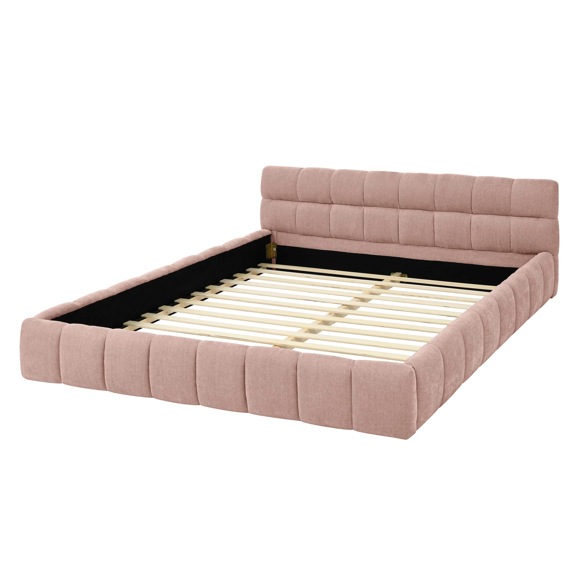Modern Platform Bed Frame With Thick Fabric - Image 25