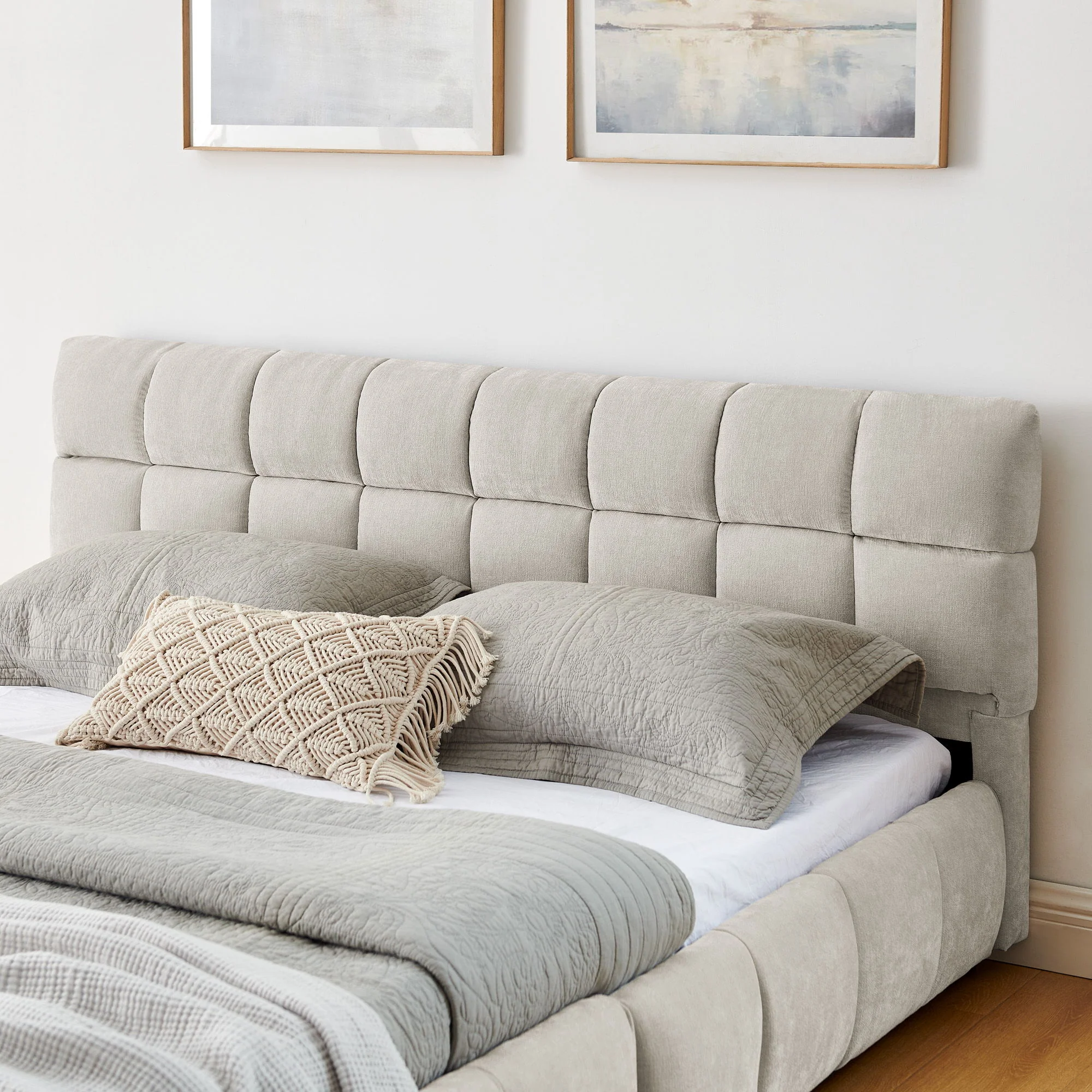 Modern Platform Bed Frame With Thick Fabric - Image 28