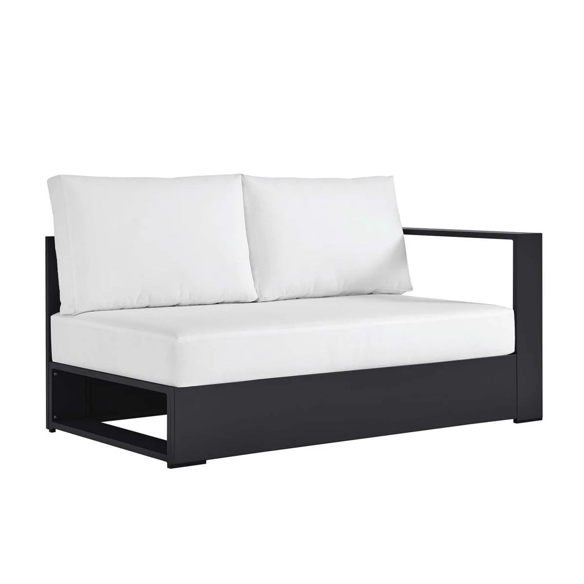 Modern Powder-Coated Aluminum Outdoor Right-Facing Loveseat for Patio and Deck