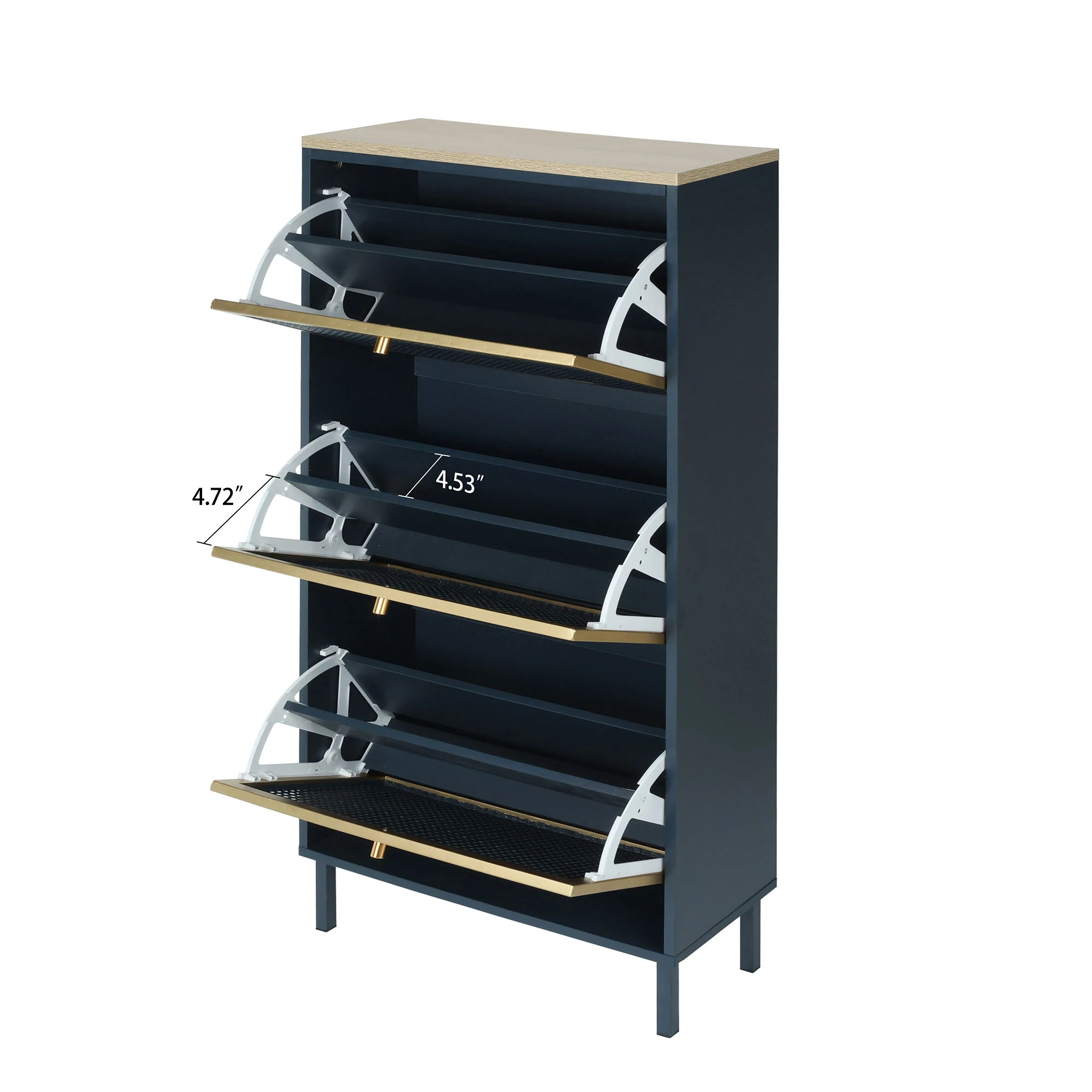 Modern Rattan 3 Door Shoe Rack Cabinet For Entryway - Image 11