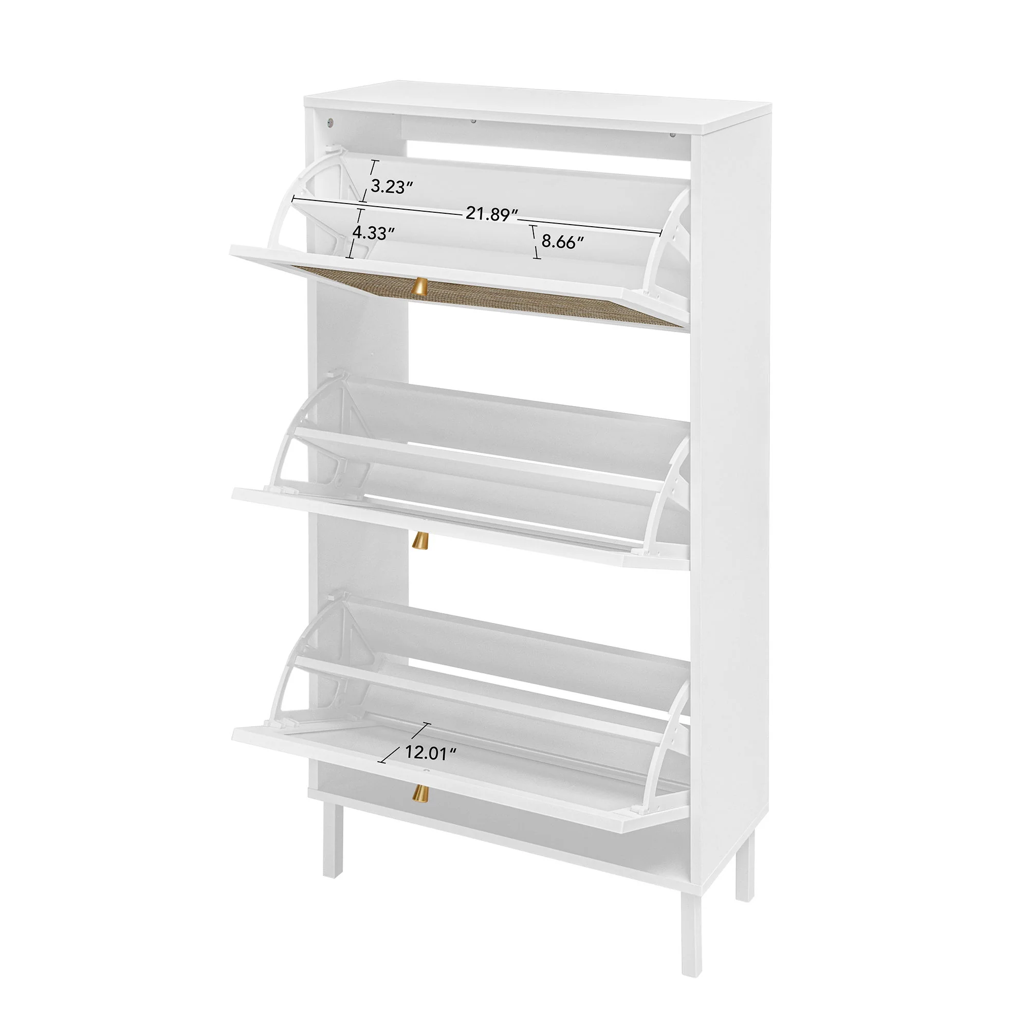 Modern Rattan 3 Door Shoe Rack Cabinet For Entryway - Image 30
