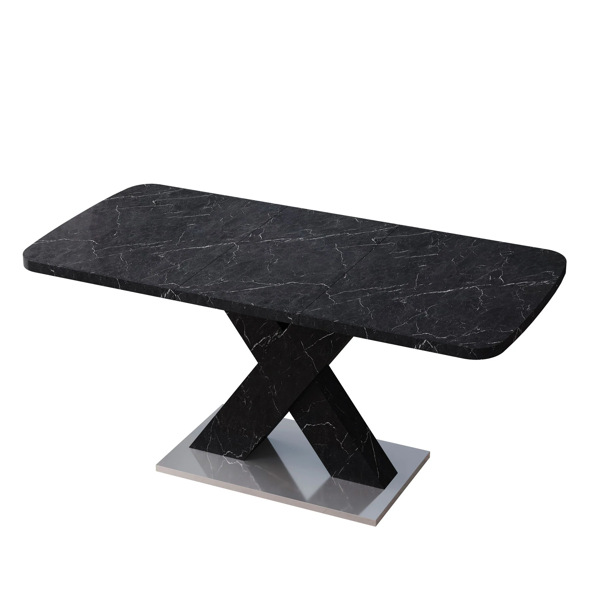 Modern Rectangle Dining Table With Stretchable TopAnd X Shape Legs - Image 17
