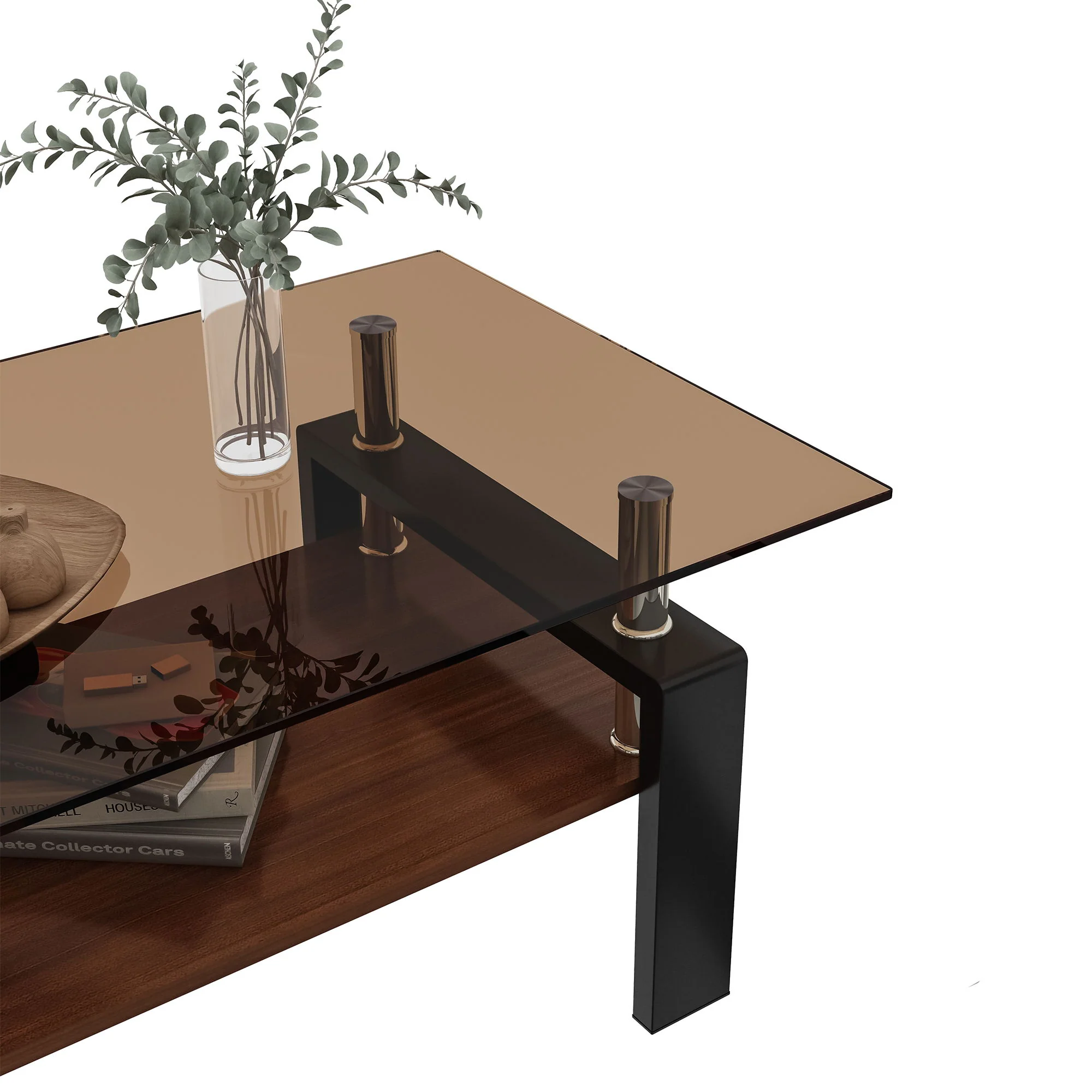 Modern Rectangular Coffee Table With Tempered Glass Top - Image 14