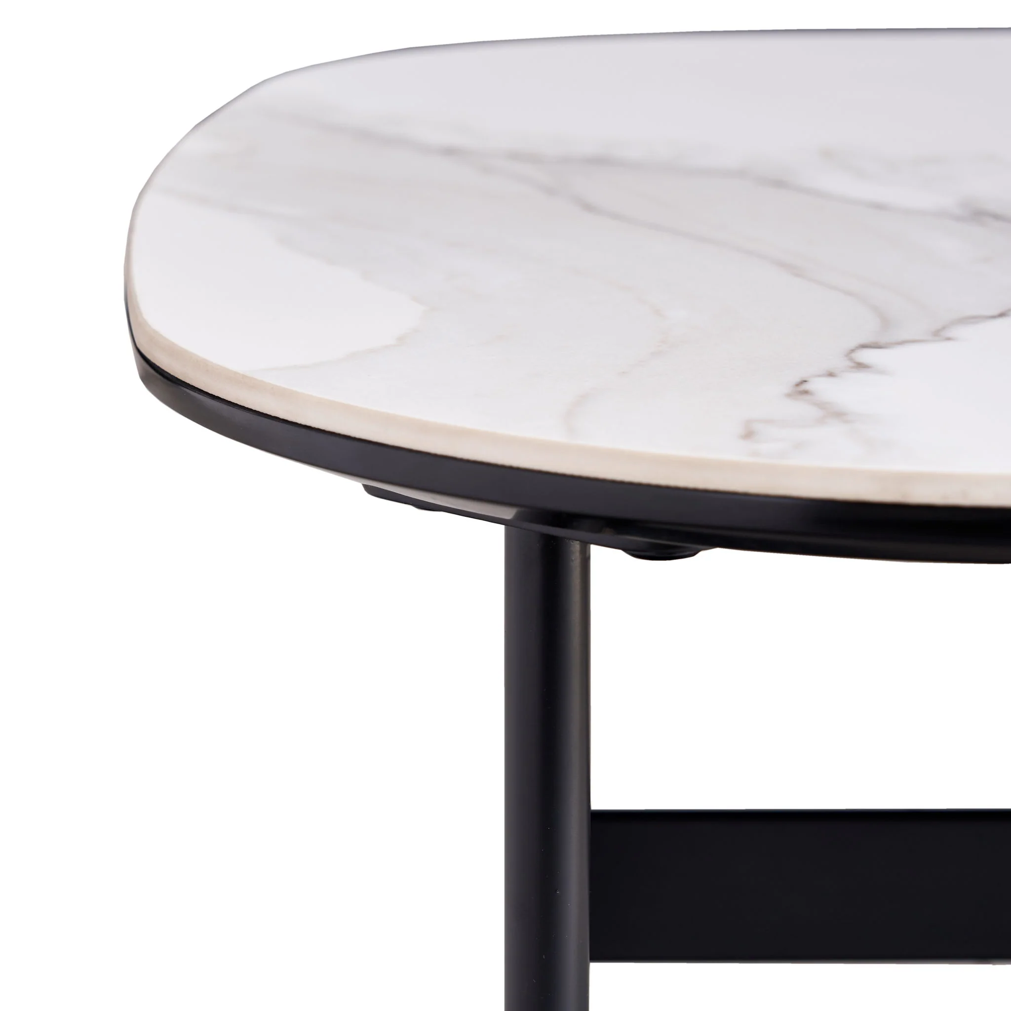 Modern Rectangular Rock Plate Coffee Table Open Space Design Golden Metal Frame Minimalist Living Room Center Table For Lounge Office - Black White - Image 2