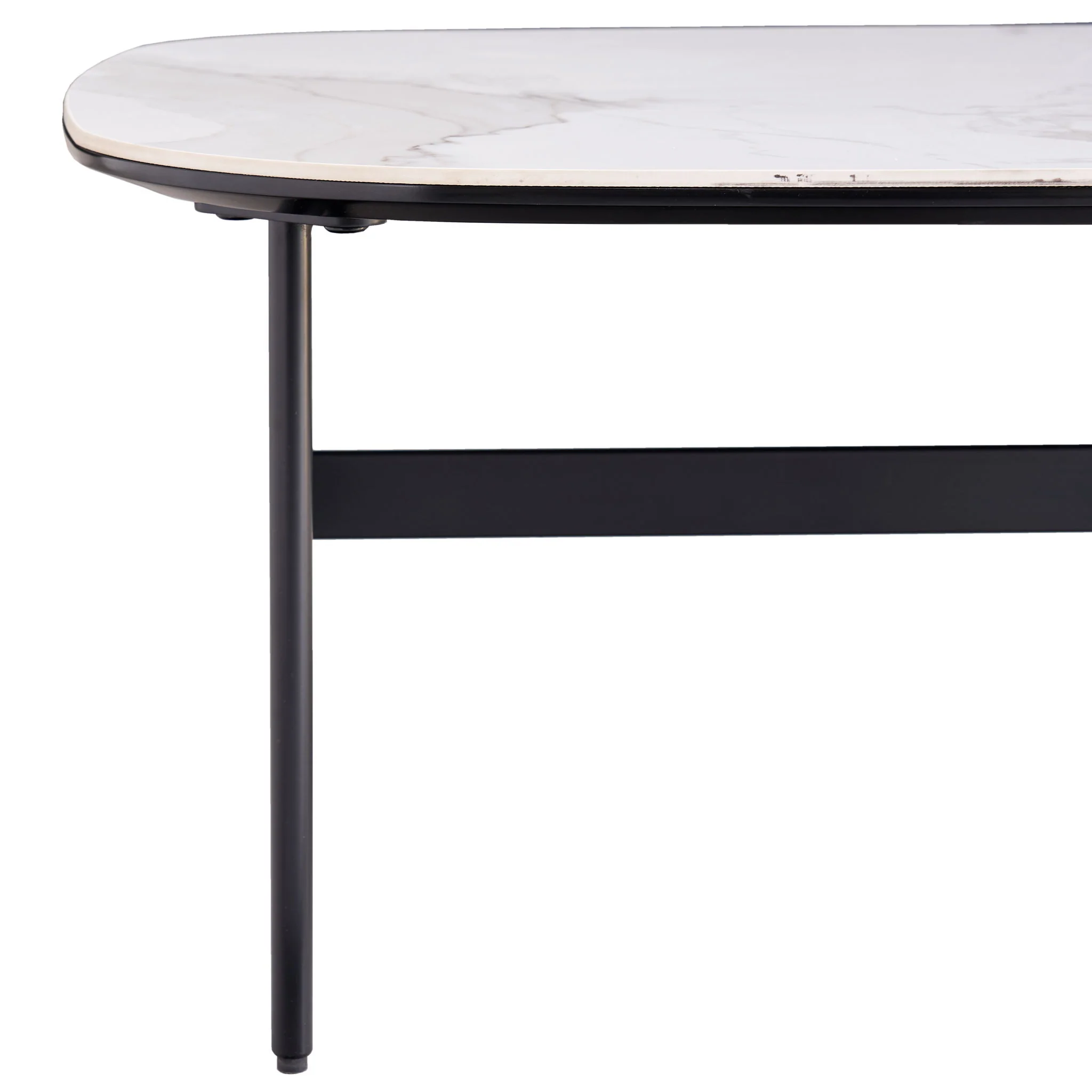 Modern Rectangular Rock Plate Coffee Table Open Space Design Golden Metal Frame Minimalist Living Room Center Table For Lounge Office - Black White - Image 9