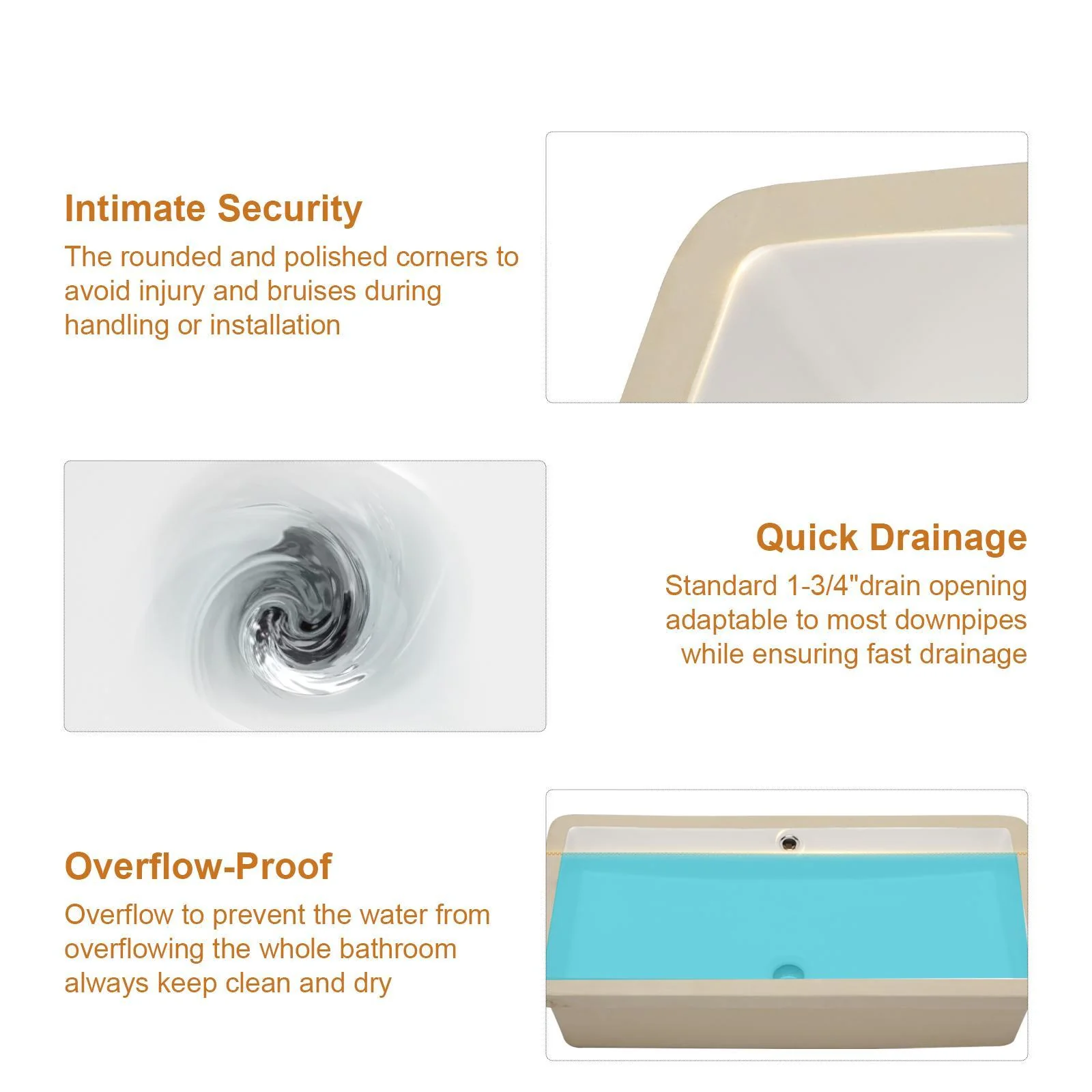 Modern Rectangular Undermount Bathroom Sink With Overflow Ceramic - Image 20