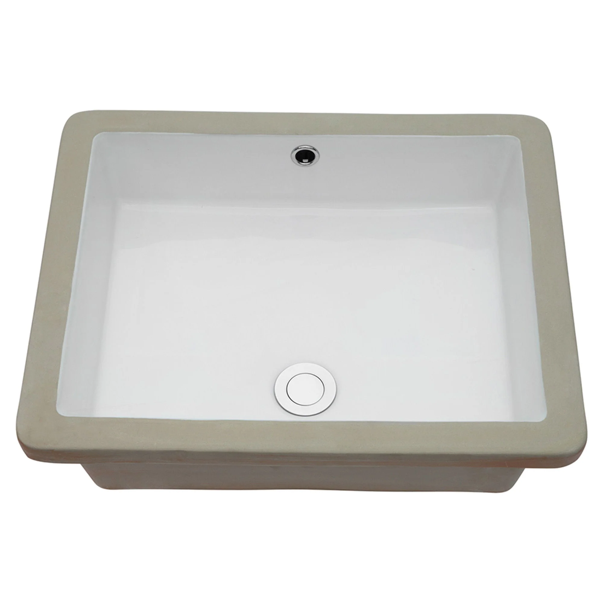 Modern Rectangular Undermount Bathroom Sink With Overflow Ceramic - Image 3