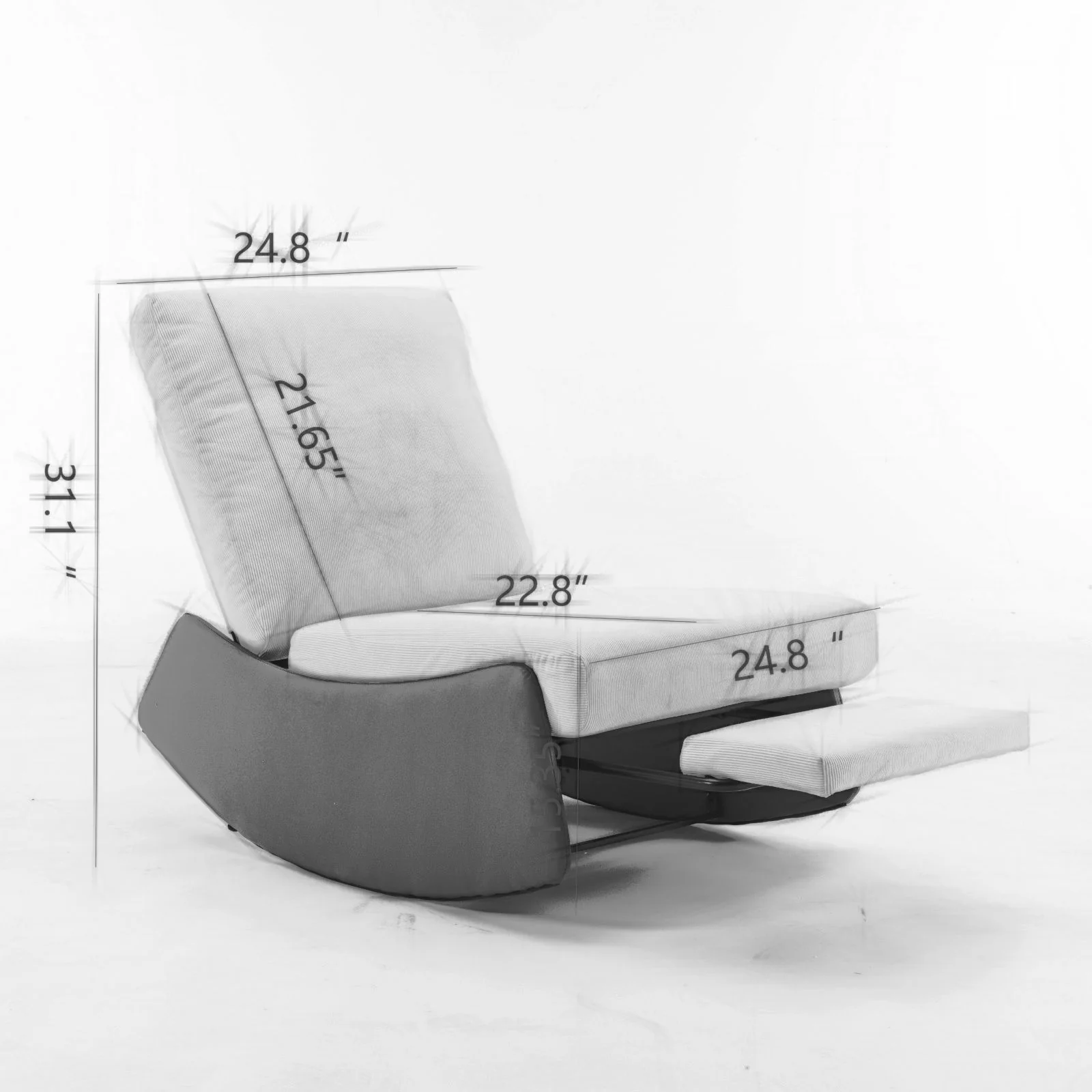 Modern Rocking Chair Recliner, Comfy Rocker Nursery Chair With Footrest, Accent Reading Chair, Upholstered Lounge Chair For Relaxing, Resting, Soft Padded Rocker For Indoor Living Room Bedroom - Image 12