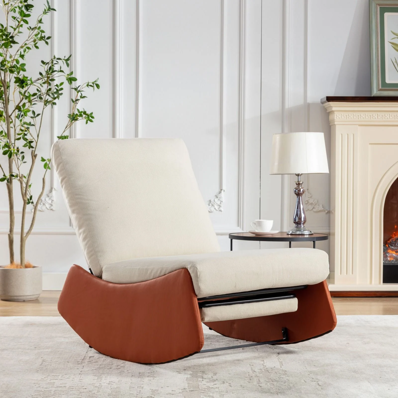 Modern Rocking Chair Recliner, Comfy Rocker Nursery Chair With Footrest, Accent Reading Chair, Upholstered Lounge Chair For Relaxing, Resting, Soft Padded Rocker For Indoor Living Room Bedroom - Image 16