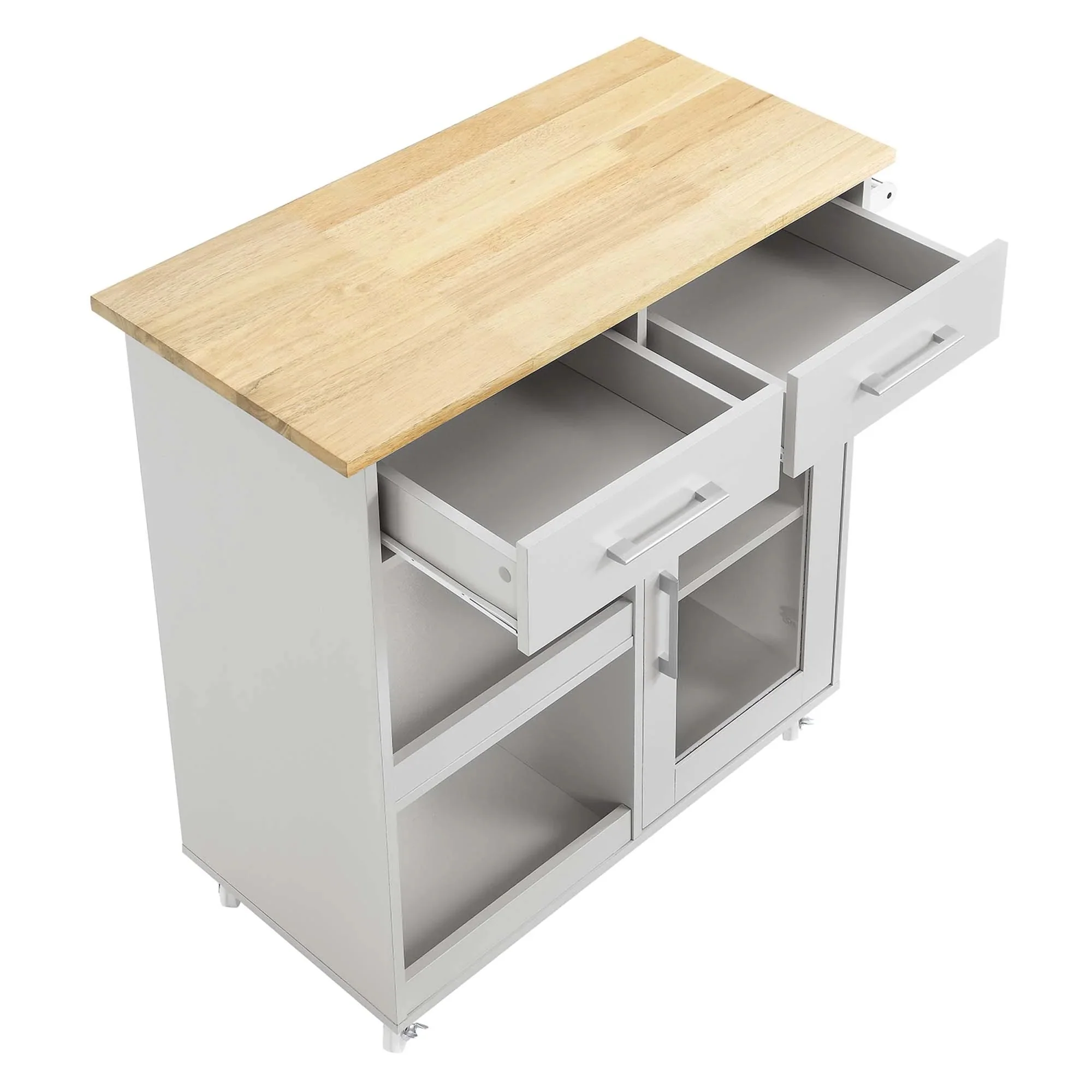 Modern Rolling Kitchen Cart with Rubberwood Top and Towel Bar – 34 Inch - Image 10