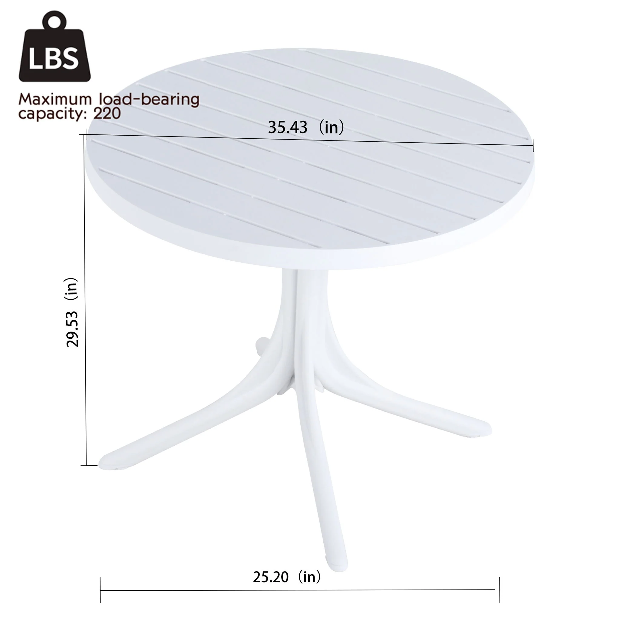 Modern Round Table, Waterproof, UV Resistant And Durable - White - Image 4