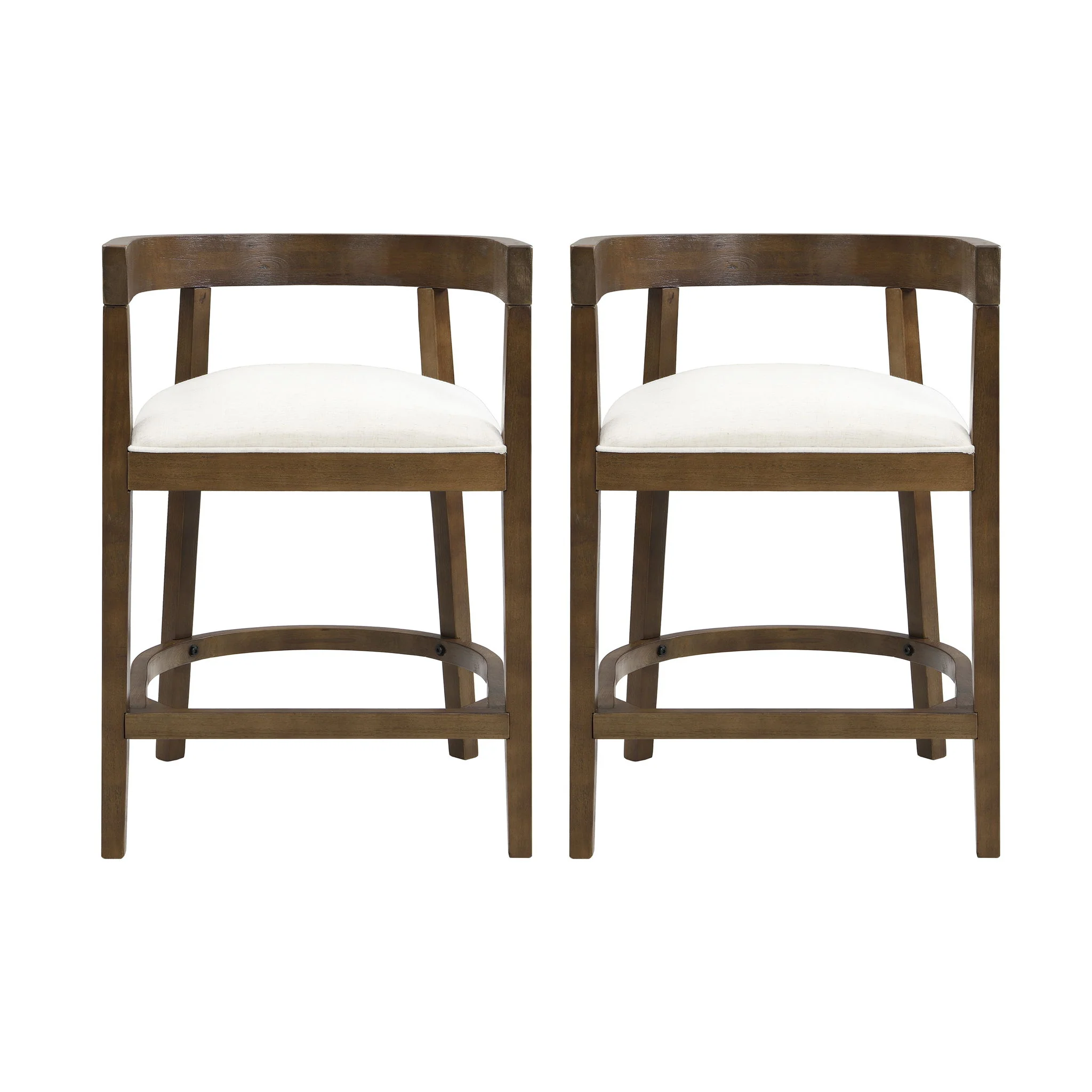Modern Rubberwood Counter Stool Set With Upholstered Seats - Image 8