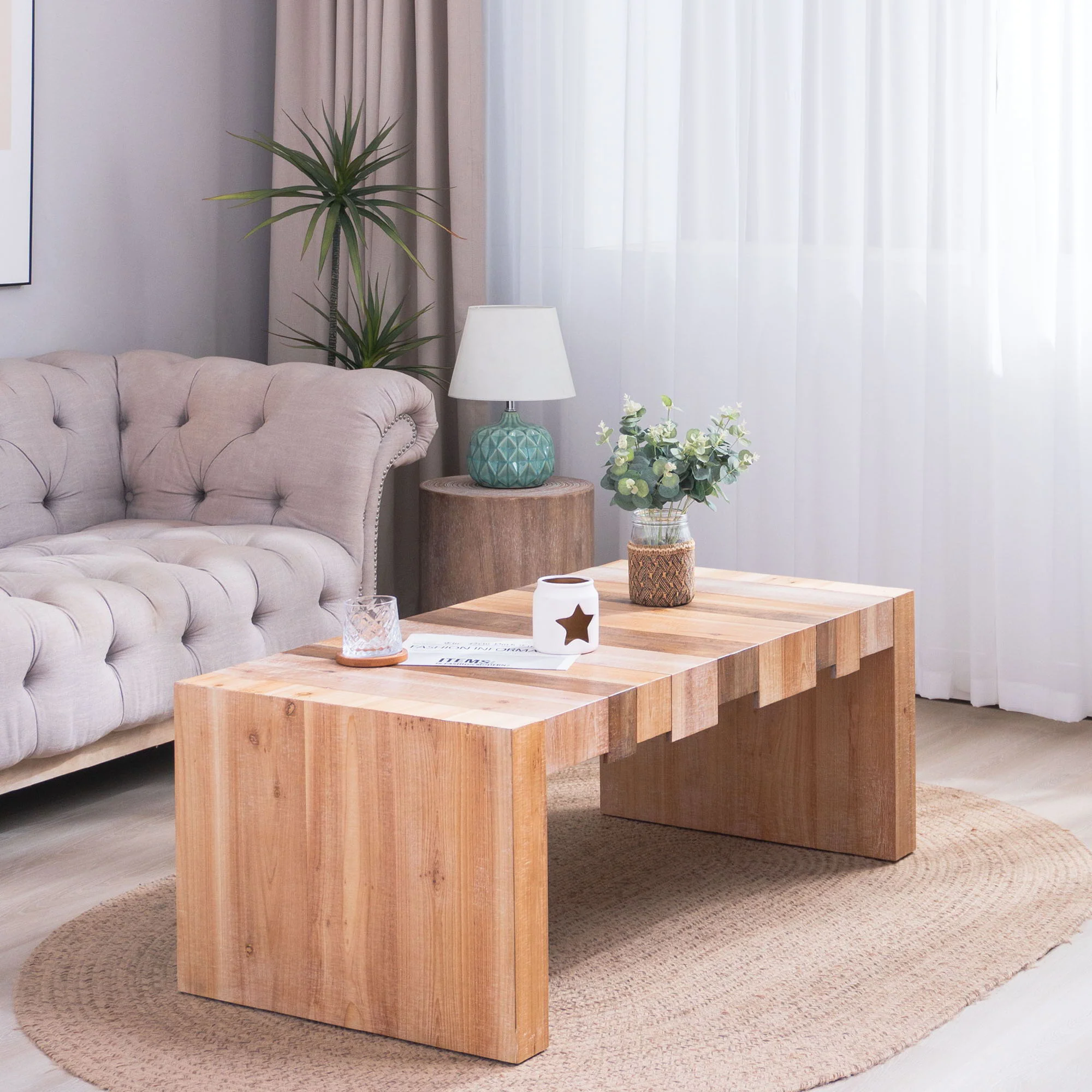 Modern Rustic Table With Sculpted Block Design - Image 11