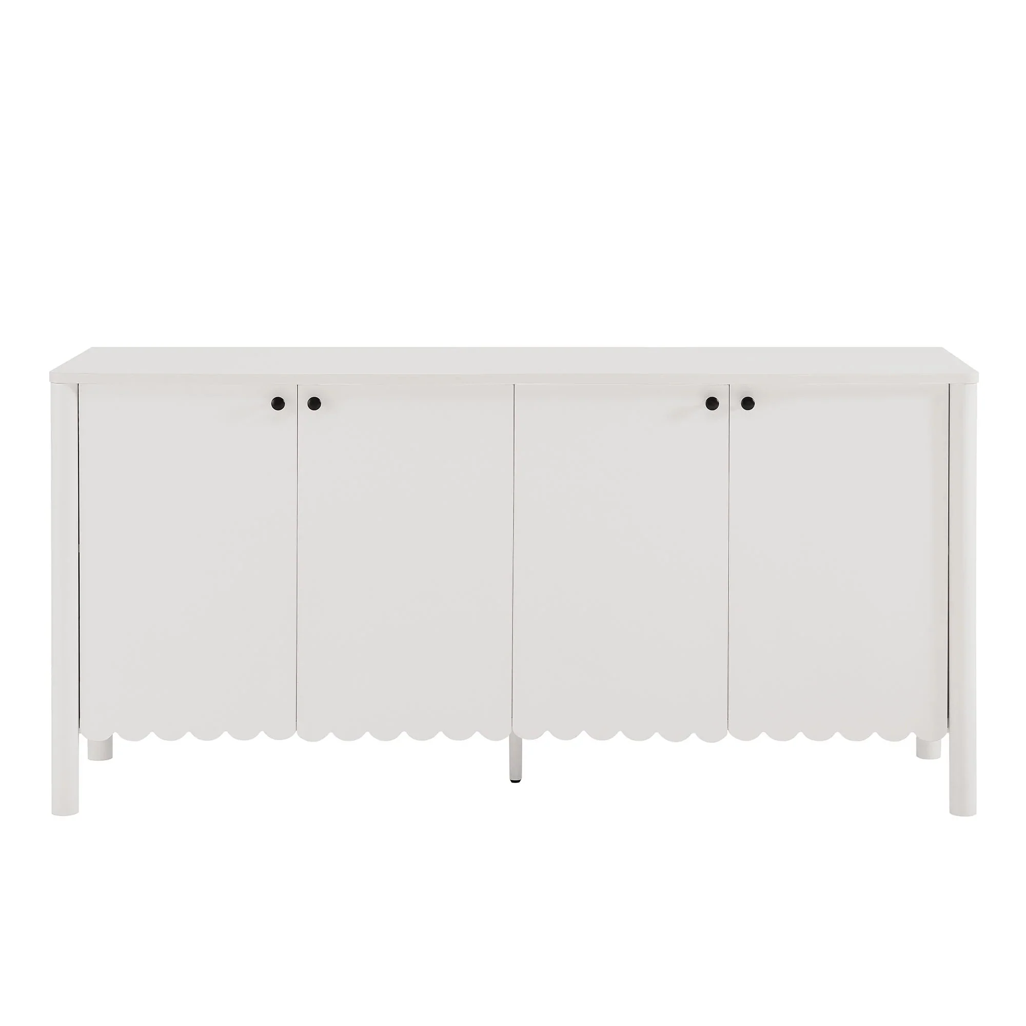 Modern Scalloped 4-Door Storage Sideboard – White 66 Inch - Image 15