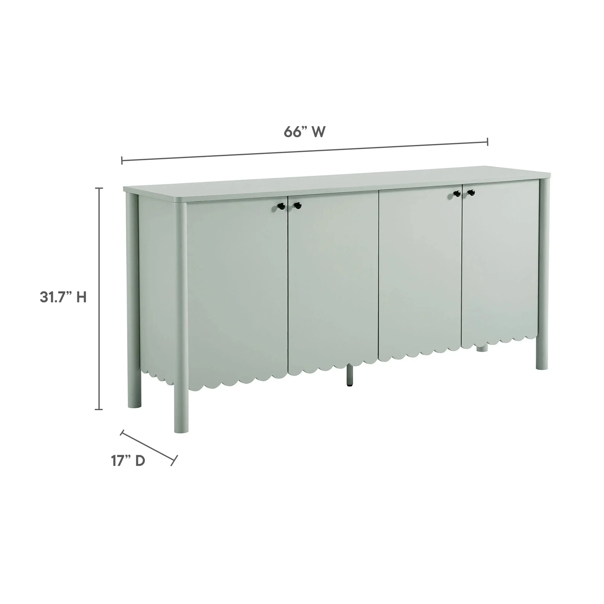 Modern Scalloped 4-Door Storage Sideboard – White 66 Inch - Image 9