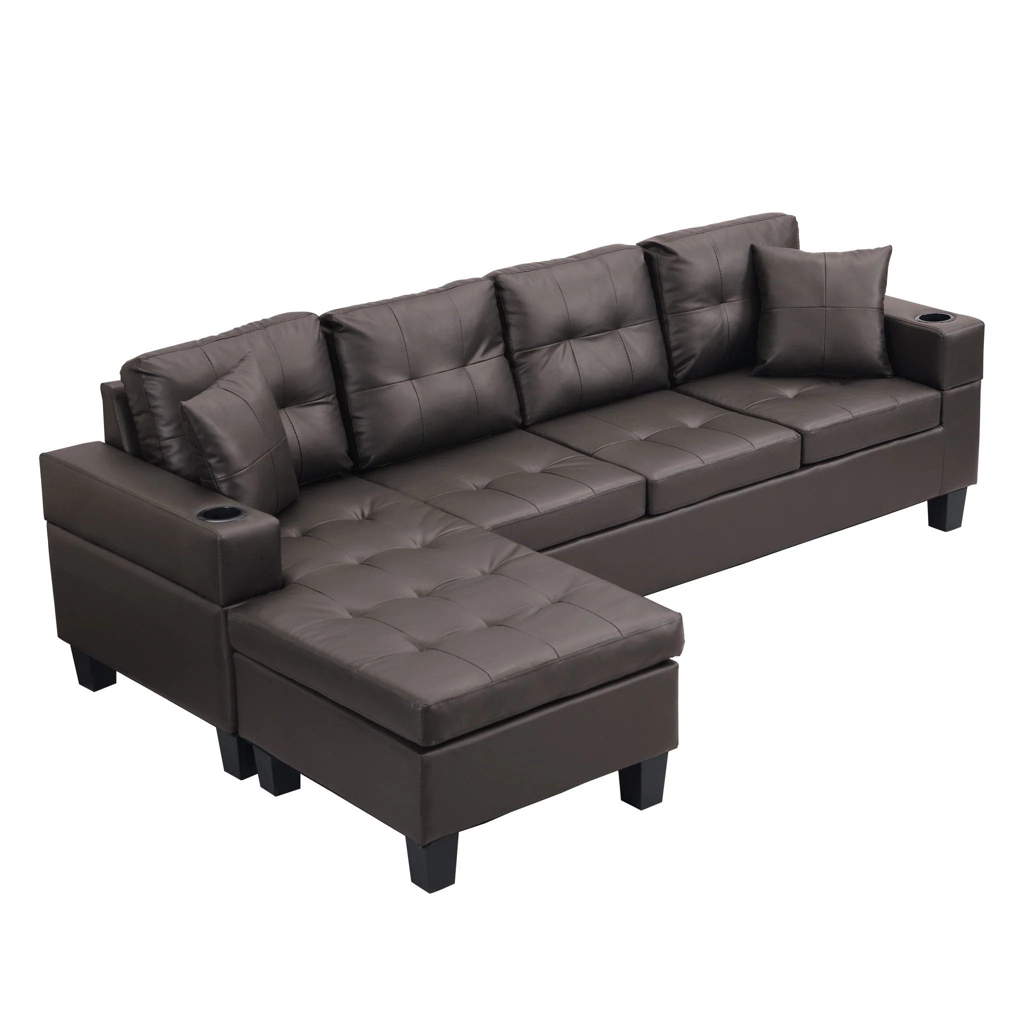 Modern Sectional Sofa Set With Chaise Lounge And Cup Holder - Image 8
