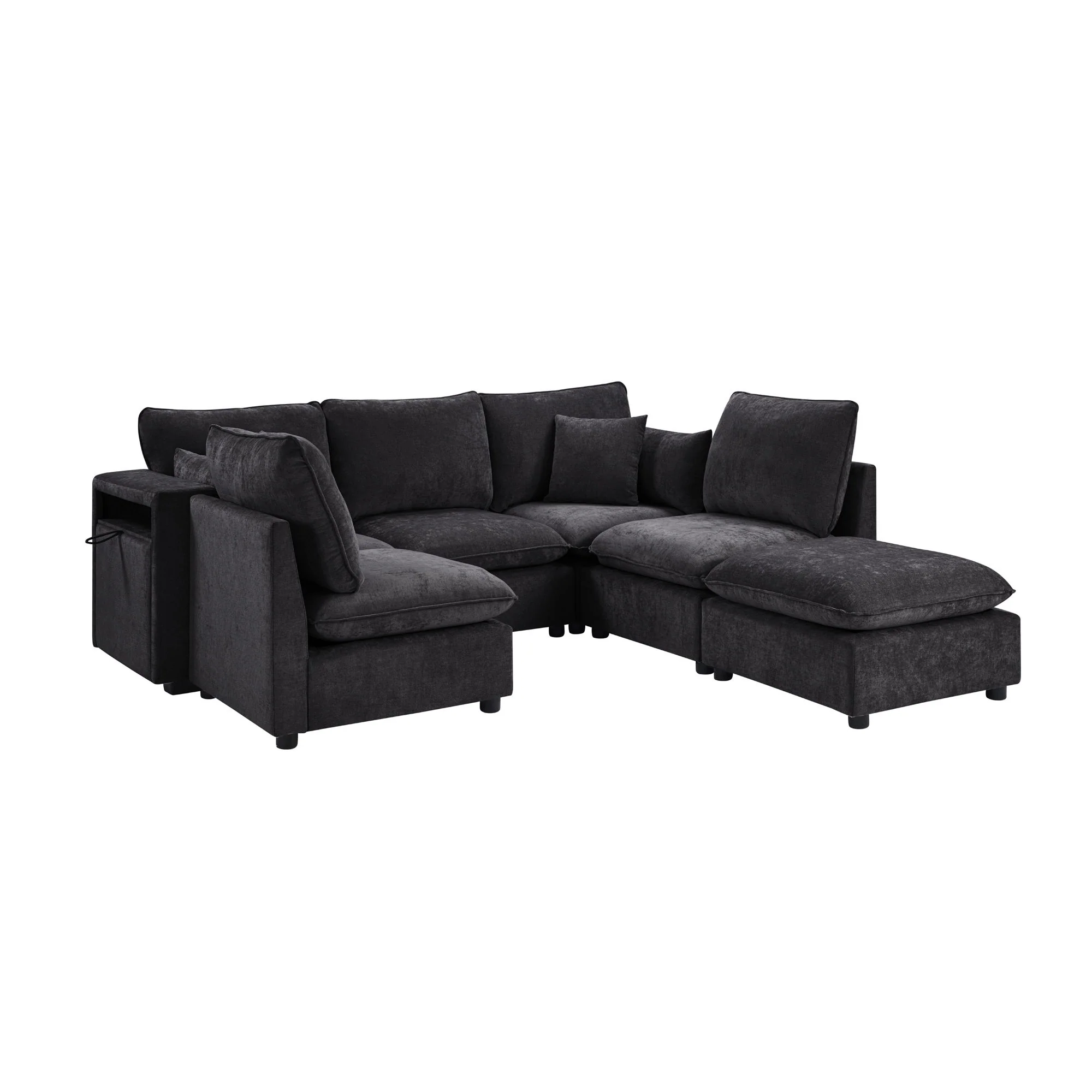 Modern Sectional Sofa U-Shaped With Movable Ottoman Storage Armrests And USB Ports - Image 18