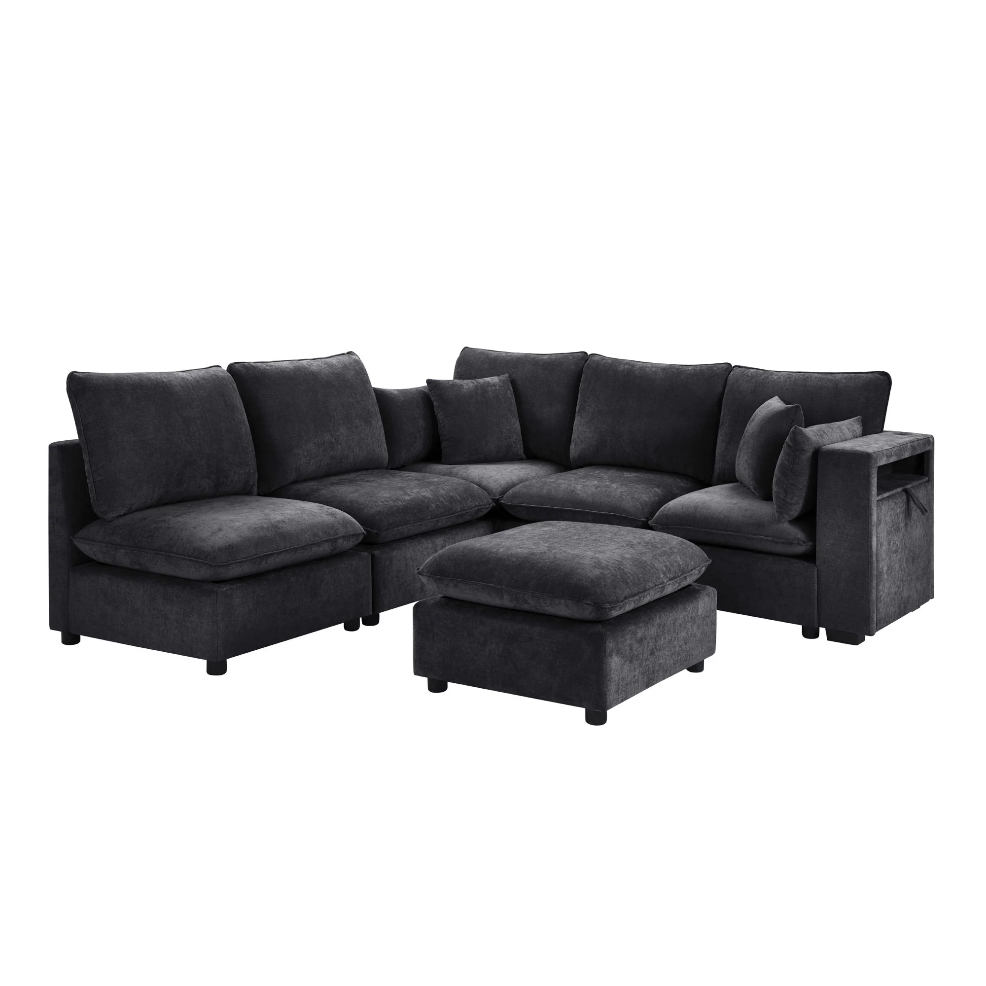 Modern Sectional Sofa U-Shaped With Movable Ottoman Storage Armrests And USB Ports - Image 19