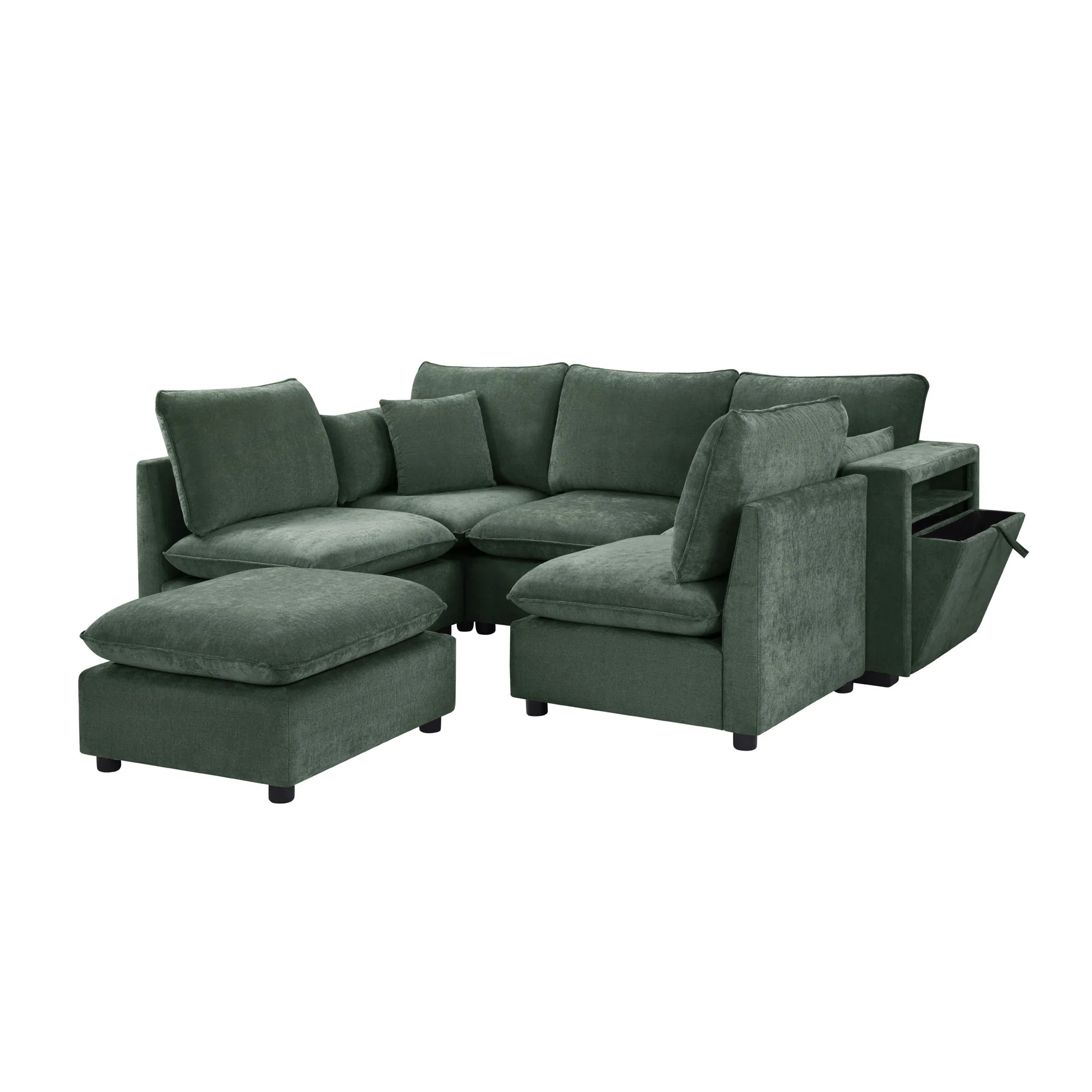 Modern Sectional Sofa U-Shaped With Movable Ottoman Storage Armrests And USB Ports - Image 30