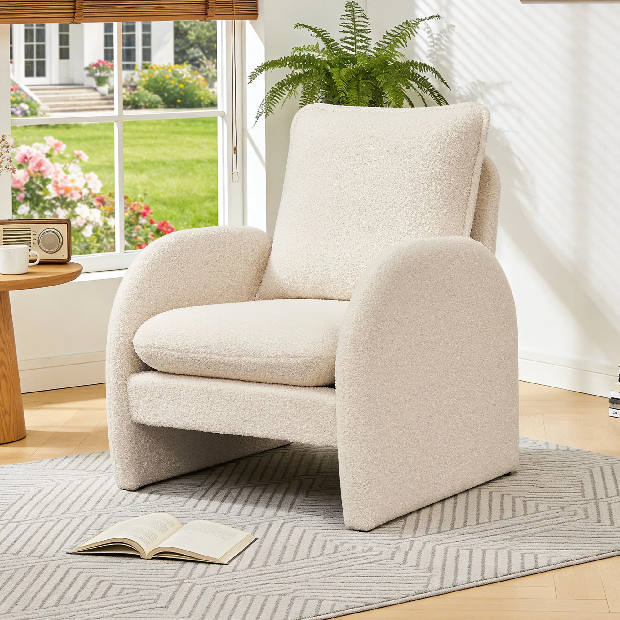 Modern Sherpa Upholstered Accent Chair, Comfortable Living Room Armchair, Lounge Chair For Bedroom, And Office - Image 13