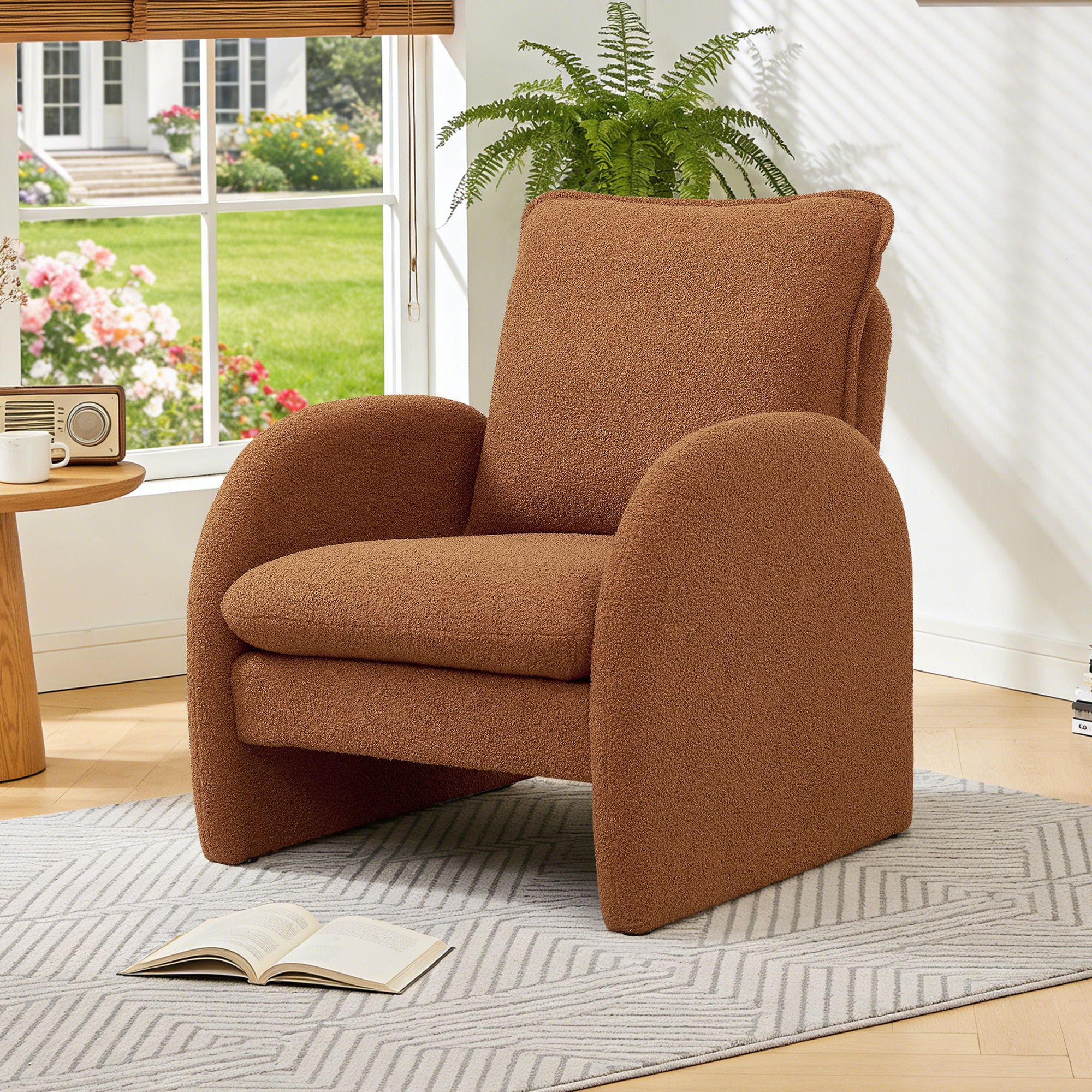 Modern Sherpa Upholstered Accent Chair, Comfortable Living Room Armchair, Lounge Chair For Bedroom, And Office - Image 16