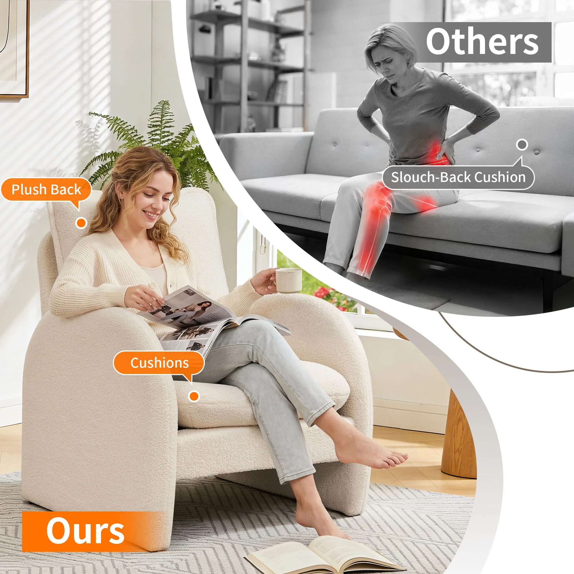 Modern Sherpa Upholstered Accent Chair, Comfortable Living Room Armchair, Lounge Chair For Bedroom, And Office - Image 18