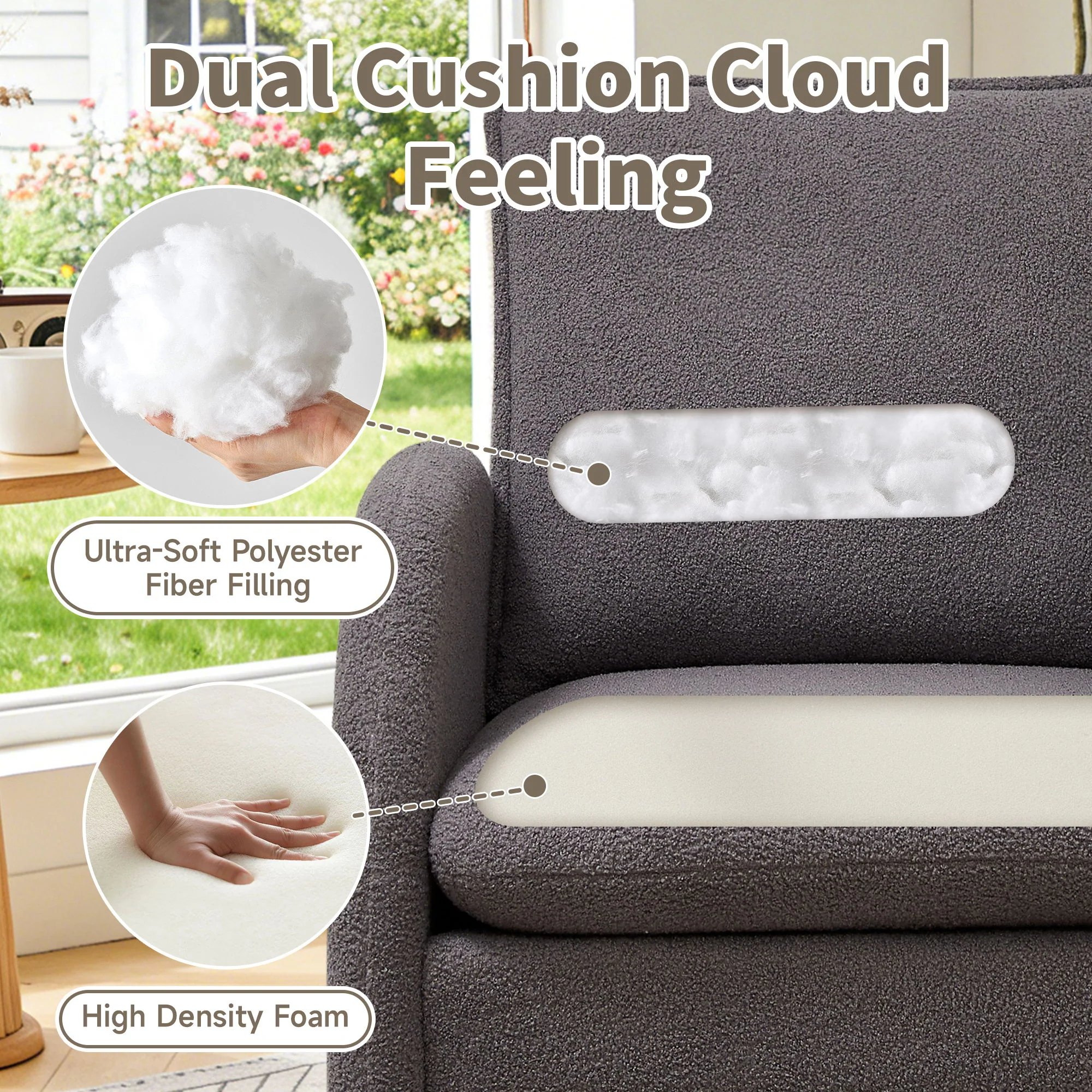 Modern Sherpa Upholstered Accent Chair, Comfortable Living Room Armchair, Lounge Chair For Bedroom, And Office - Image 19