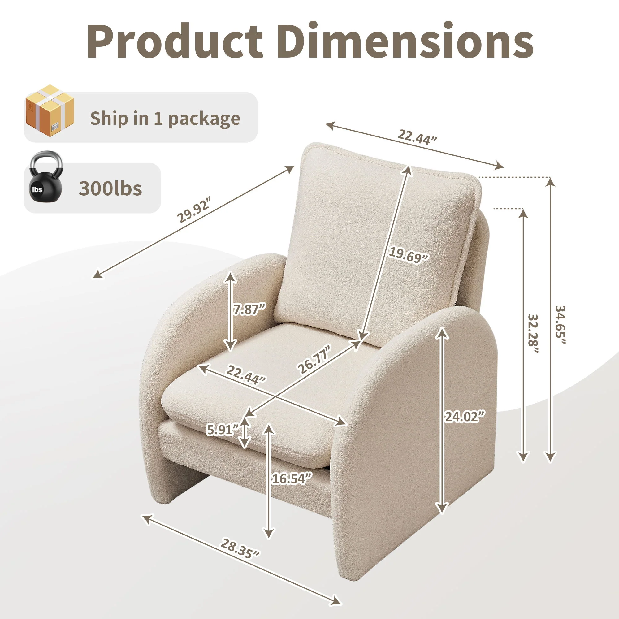 Modern Sherpa Upholstered Accent Chair, Comfortable Living Room Armchair, Lounge Chair For Bedroom, And Office - Image 23