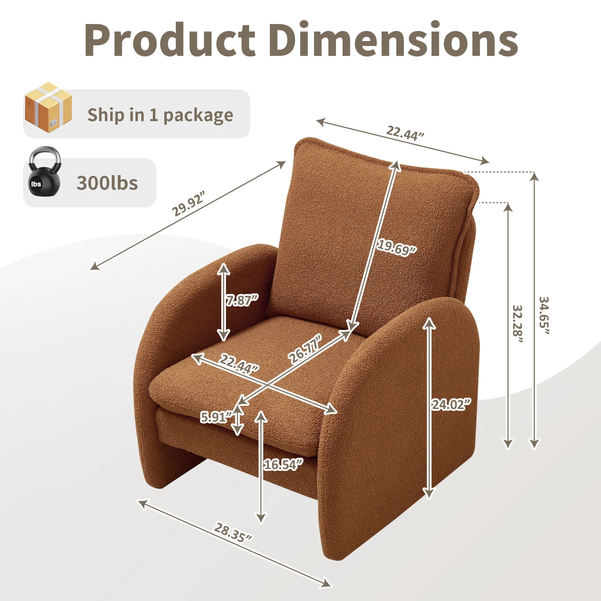 Modern Sherpa Upholstered Accent Chair, Comfortable Living Room Armchair, Lounge Chair For Bedroom, And Office - Image 25