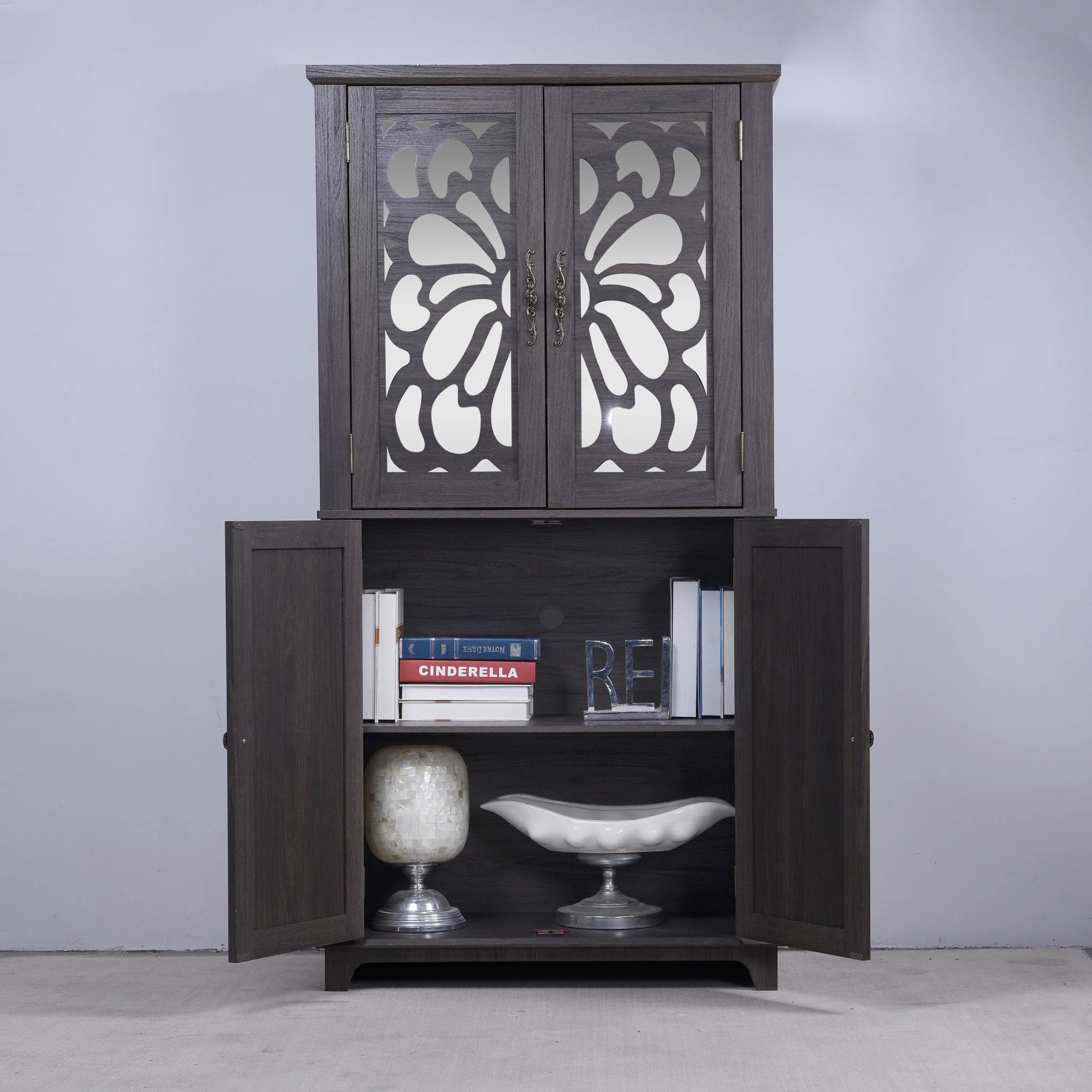 Modern Sideboard Buffet With 4 Mirrored Doors, Adjustable Shelves - Image 10