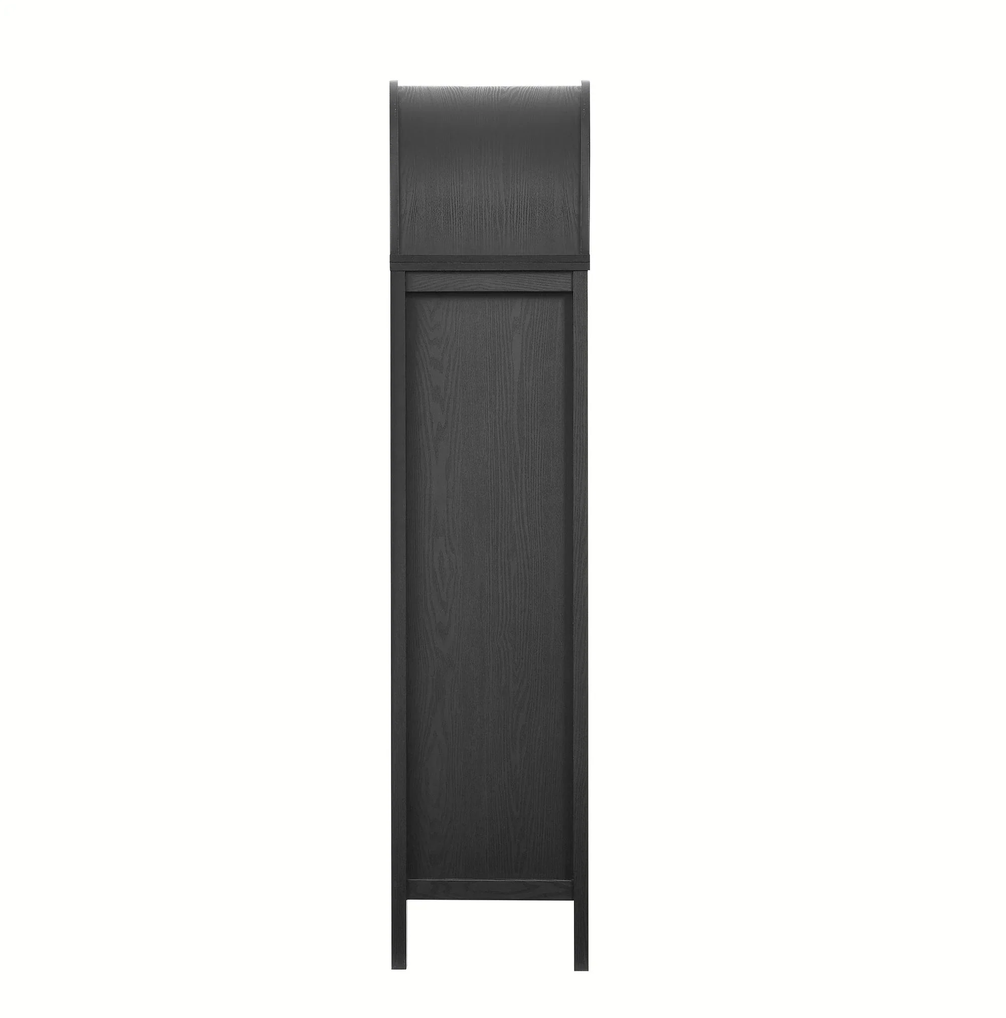 Modern Slatted Sliding Door Arched Tall Storage Cabinet – 71 Inch - Image 5