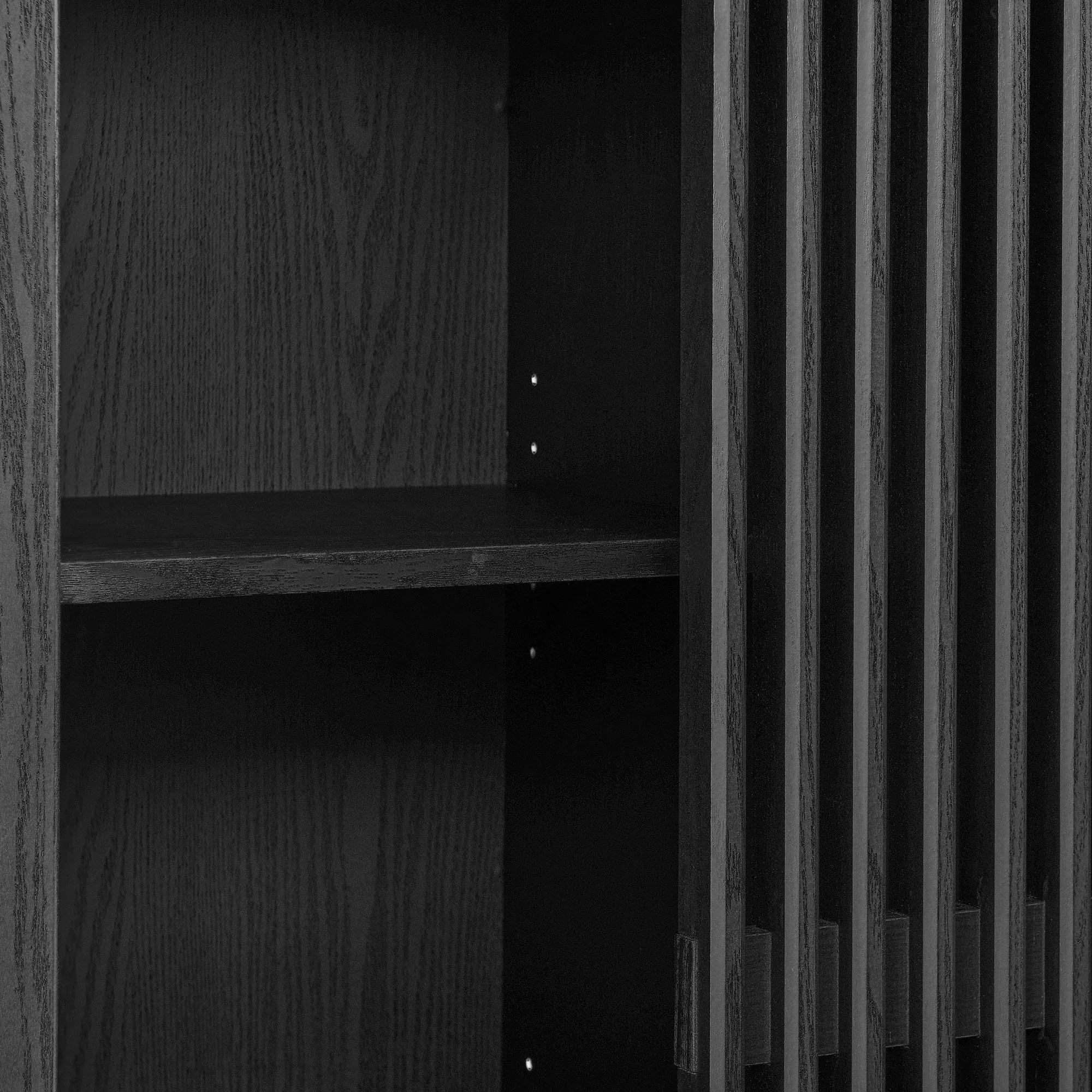 Modern Slatted Sliding Door Arched Tall Storage Cabinet – 71 Inch - Image 9