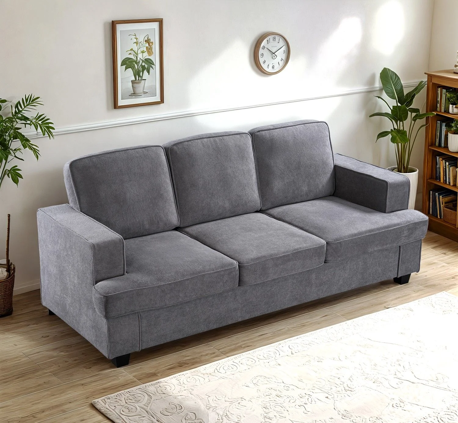 Modern Sofa, Comfortable 3 Seater Couch With Deep Seating, Loose Back Cushions, Wide Arms - Image 5