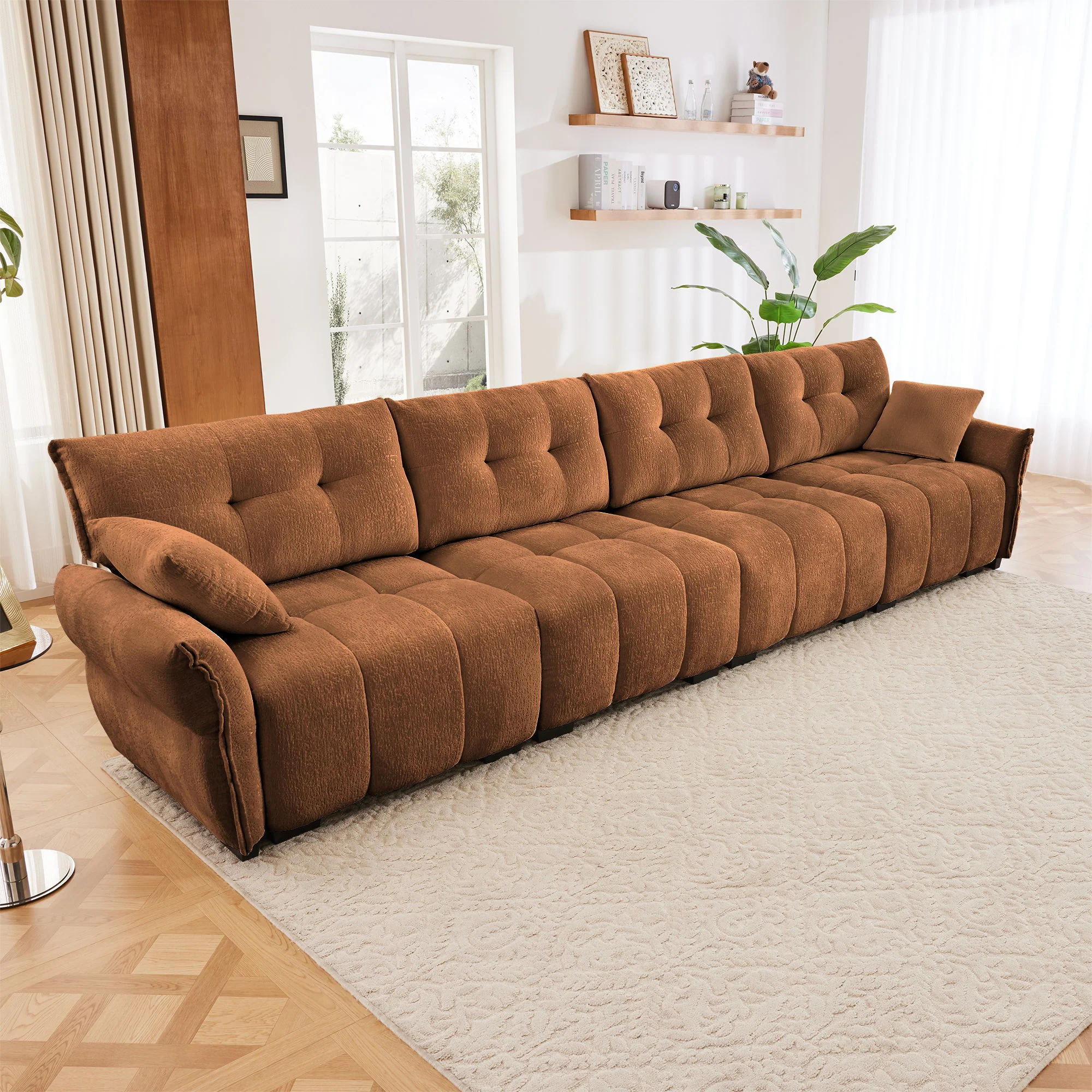 Modern Sofa & Pillows, Textured Cover, High Rebound Cushions - Image 17