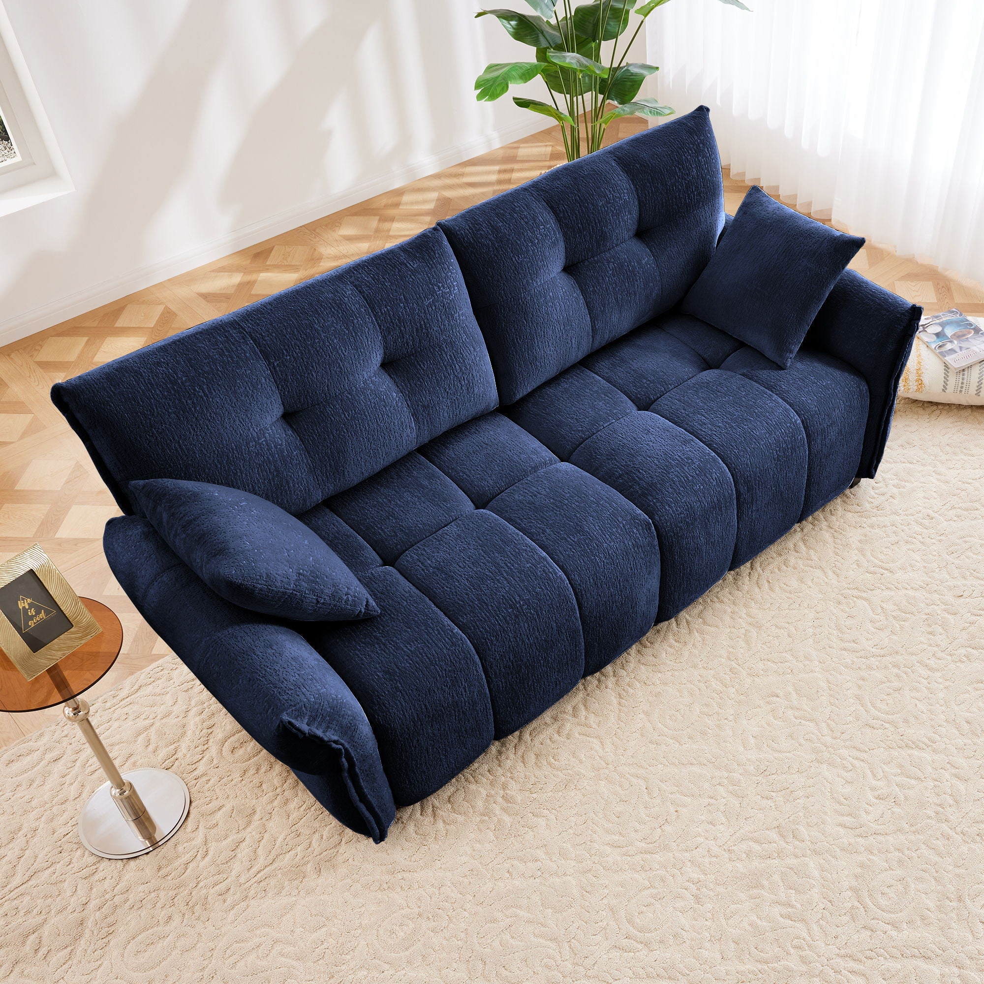 Modern Sofa & Pillows, Textured Cover, High Rebound Cushions - Image 19