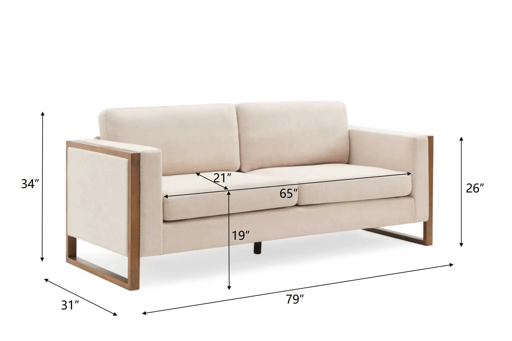 Modern Sofa With Solid Wood Legs, 3 Seater - Image 11