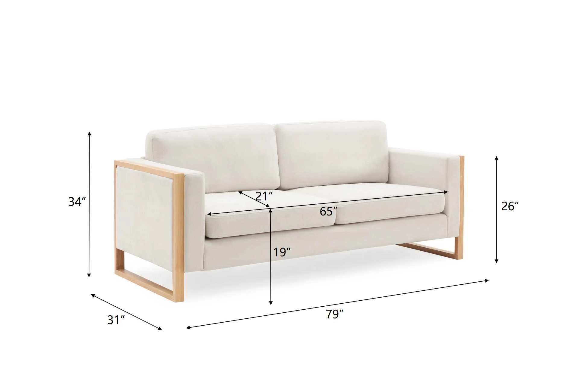 Modern Sofa With Solid Wood Legs, 3 Seater - Image 6