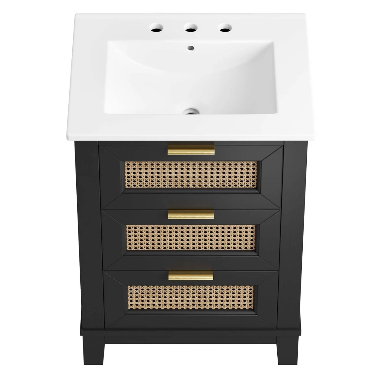 Modern Solid Wood Bathroom Vanity with Rattan Drawers, Contemporary Bathroom Furniture - Image 21