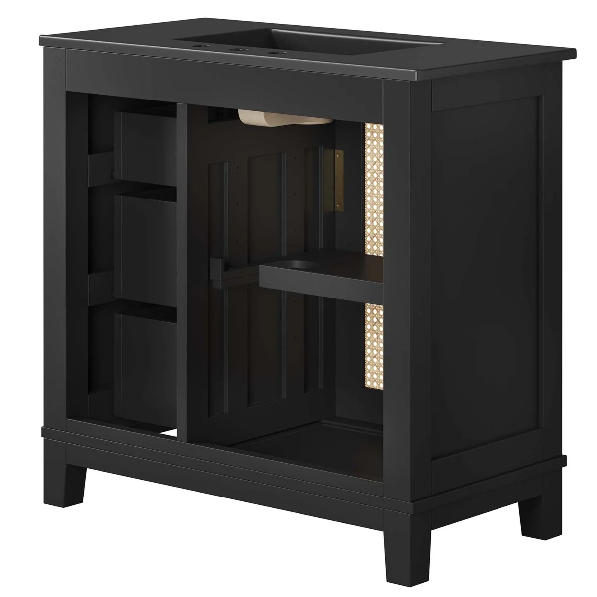 Modern Solid Wood Bathroom Vanity with Rattan Drawers, Contemporary Bathroom Furniture - Image 41