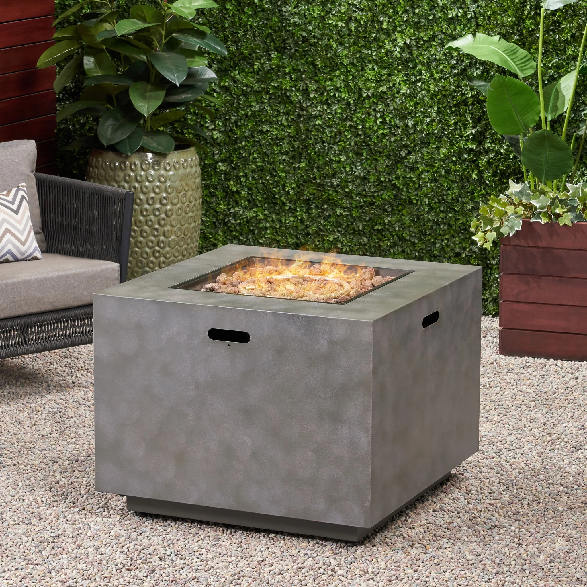 Modern Square Fire Pit Outdoor Propane Heater with Iron 31x24in - Image 7