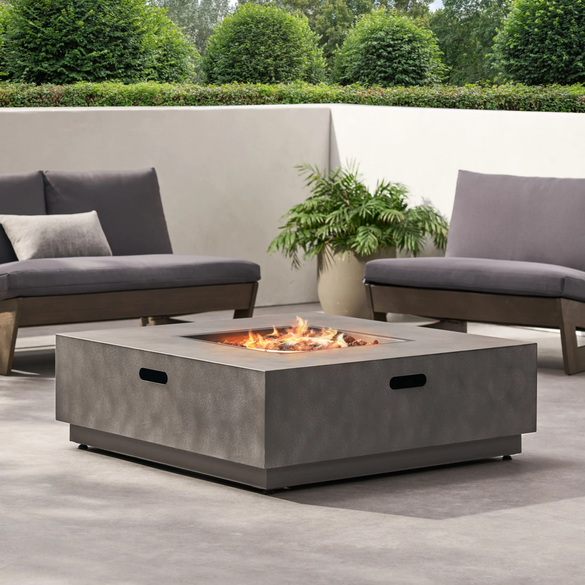 Modern Square Fire Pit Table Outdoor Heater Iron 50000 BTU 39x13in - Image 8
