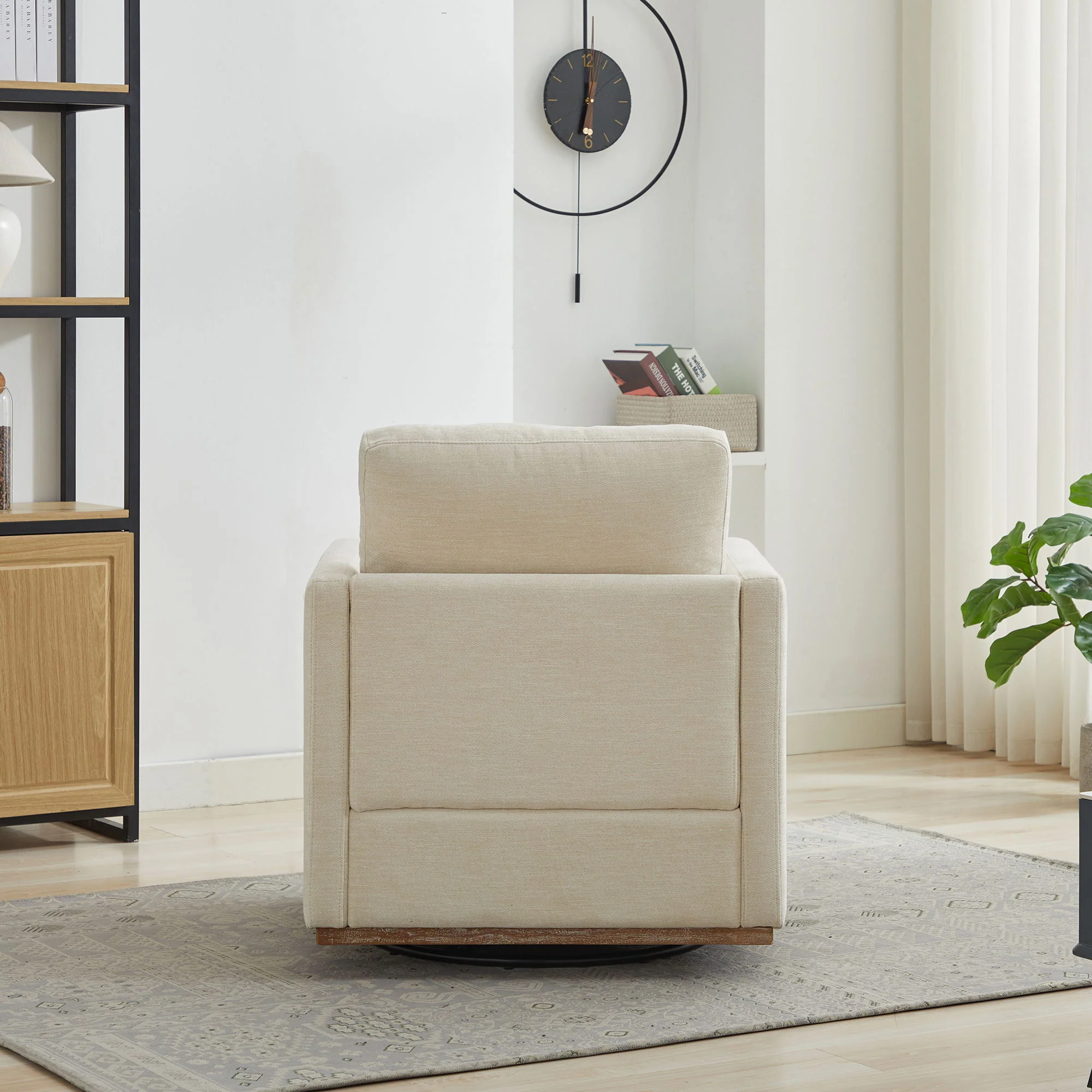 Modern Square Upholstered Swivel Accent Chair With Metal Base - Image 12