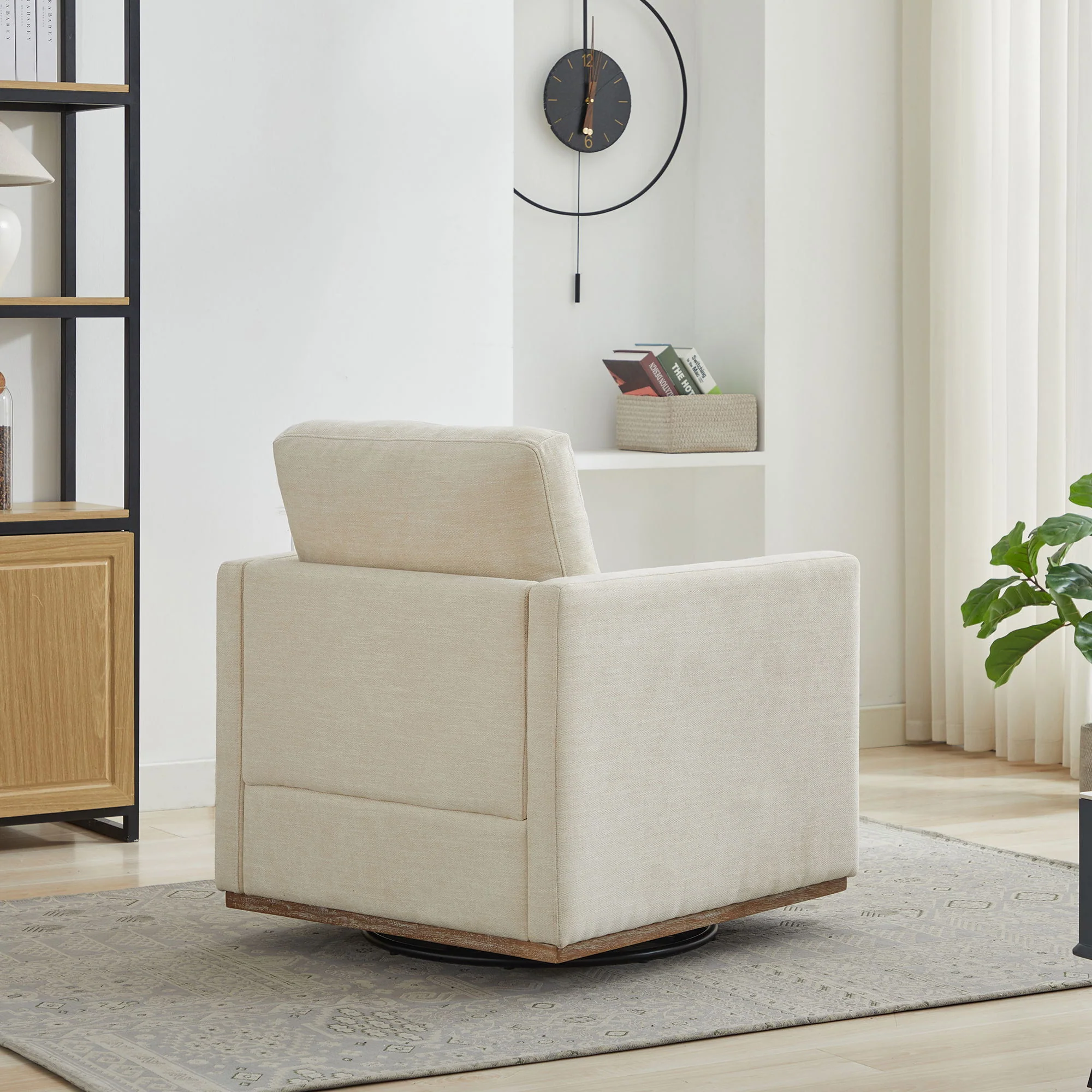 Modern Square Upholstered Swivel Accent Chair With Metal Base - Image 23