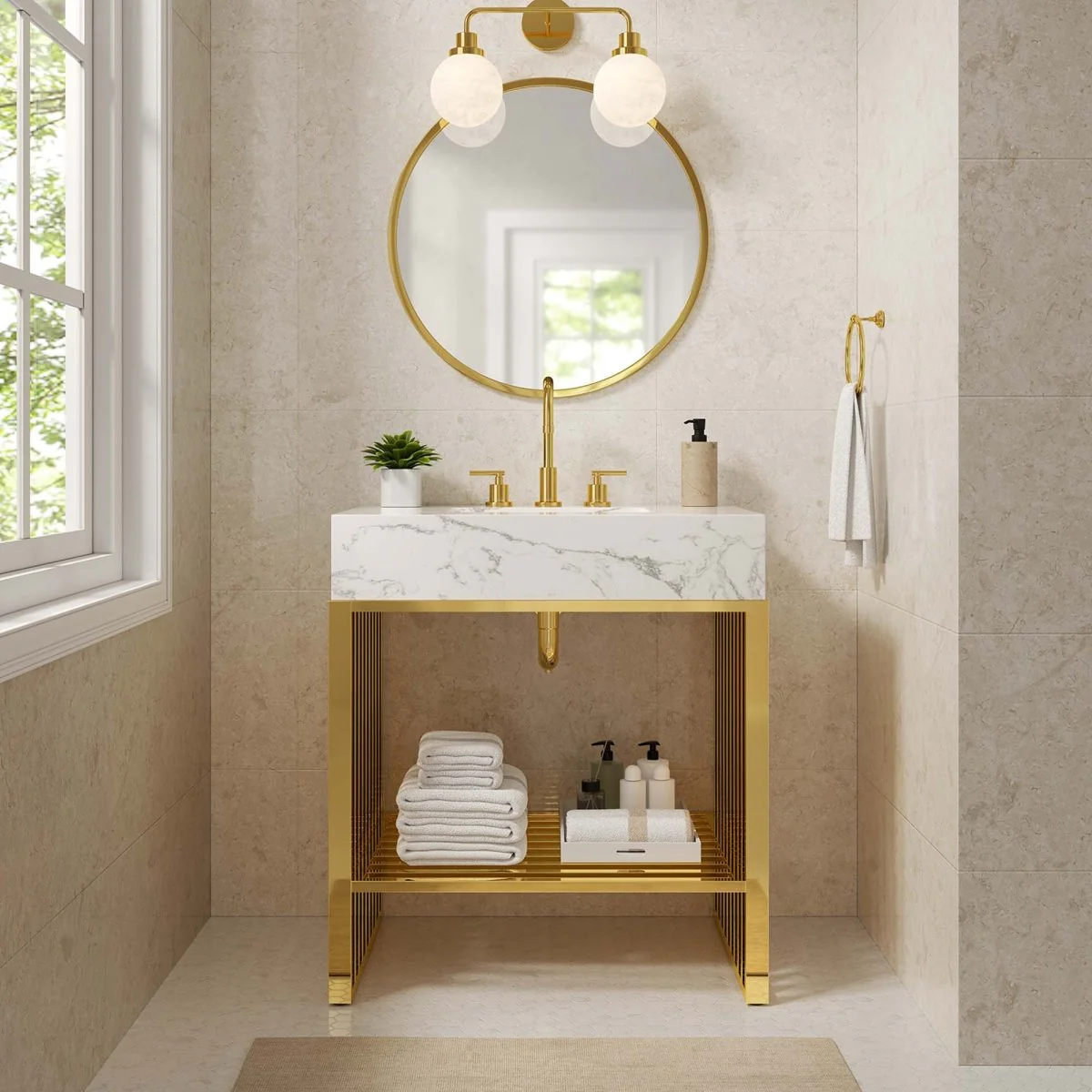 Modern Stainless Steel Bathroom Vanity with Sink - Image 27