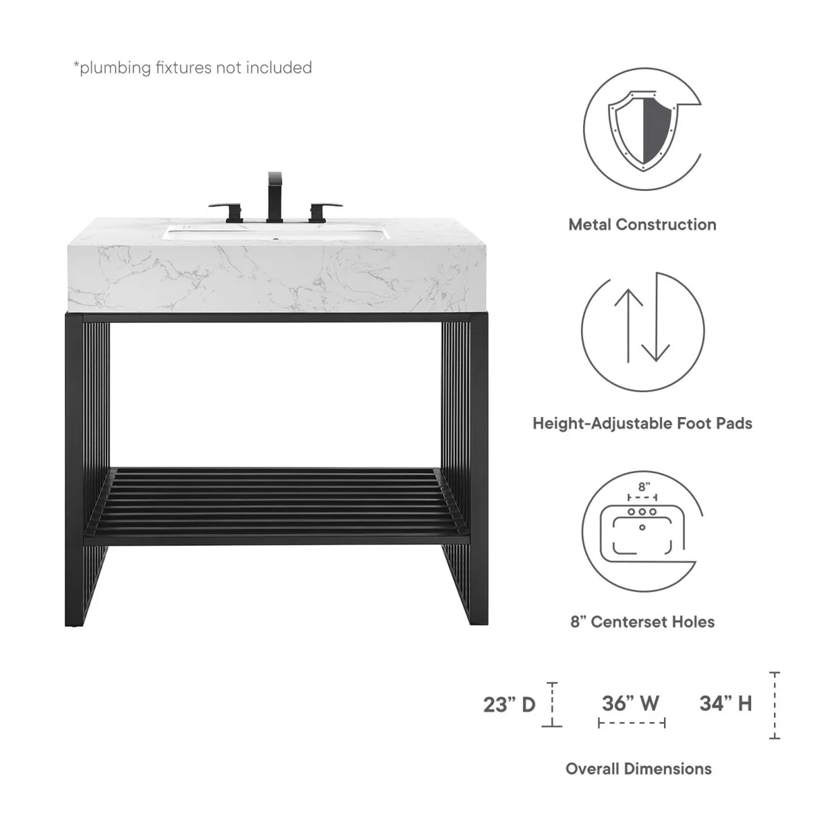 Modern Stainless Steel Bathroom Vanity with Sink - Image 56