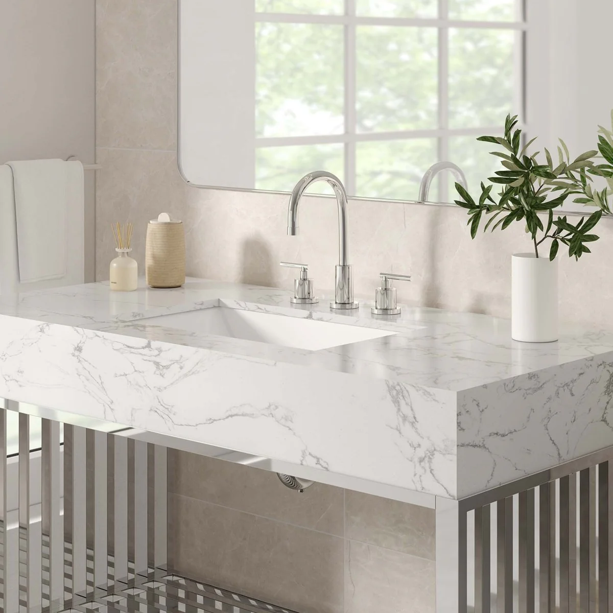 Modern Stainless Steel Bathroom Vanity with Sink - Image 66