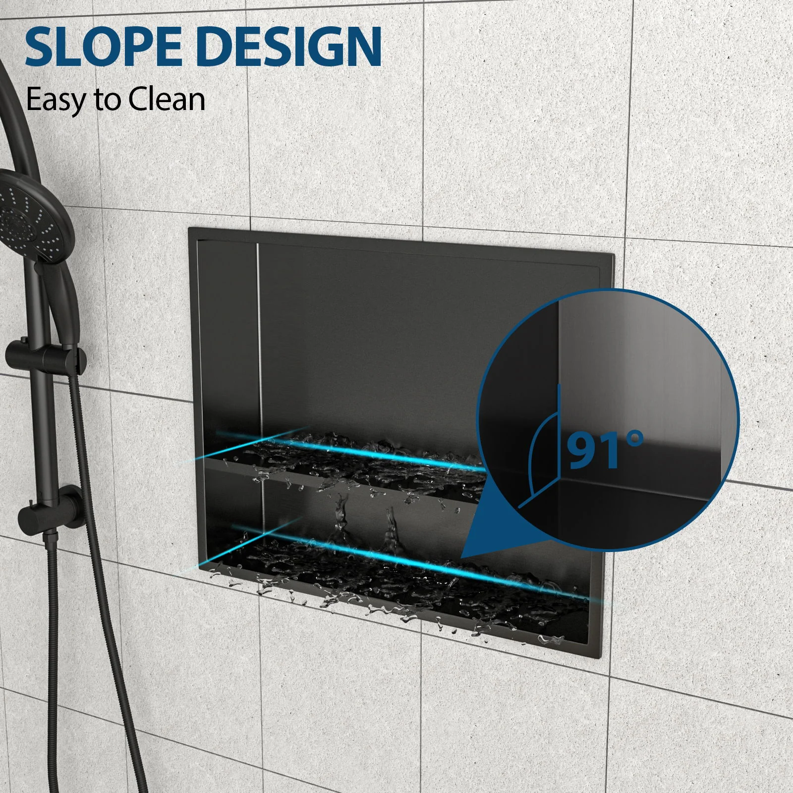 Modern Stainless Steel Shower Niche Double Shelf For Bathroom - Image 42
